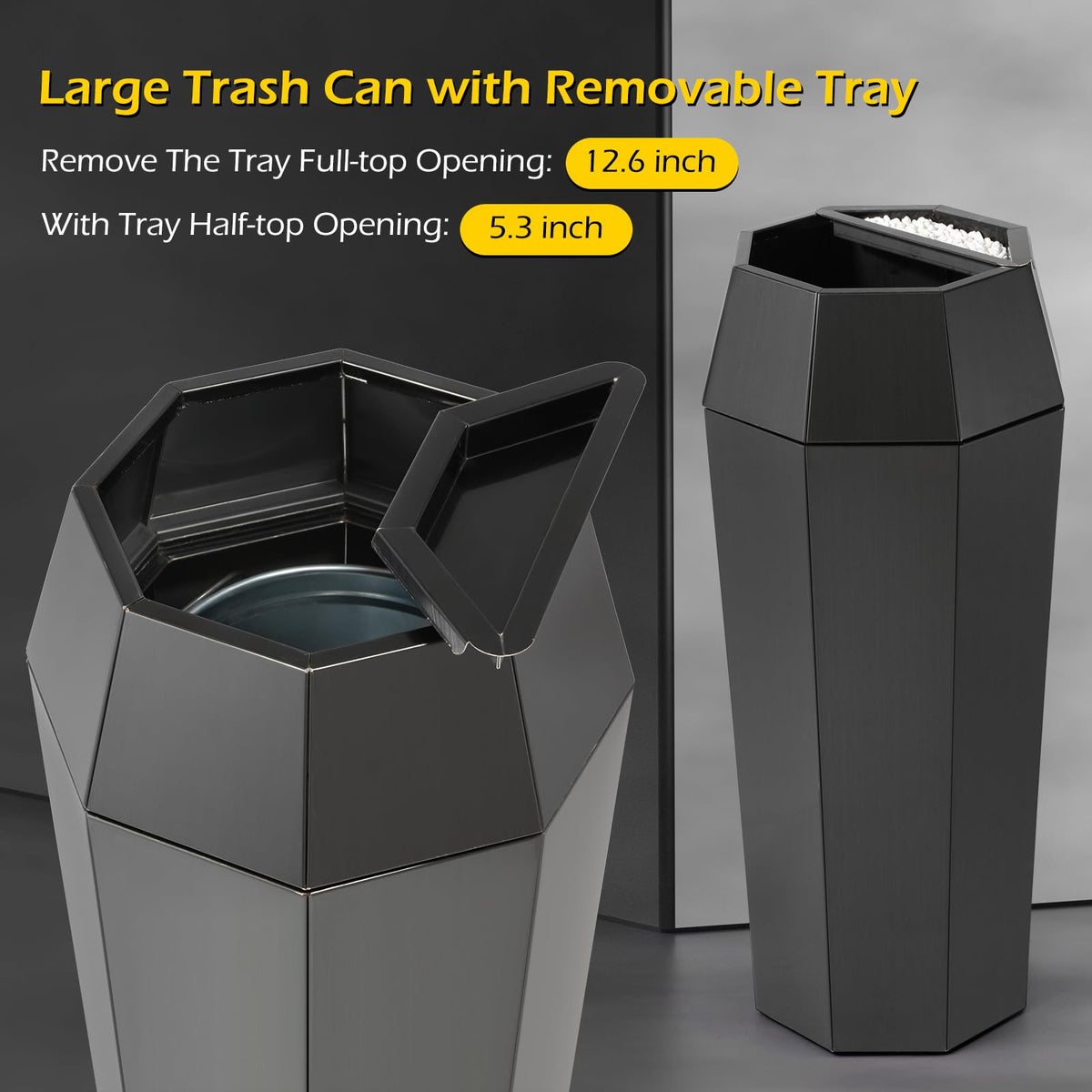 Commercial Trash Can Large Stainless Steel Garbage Can with Lid