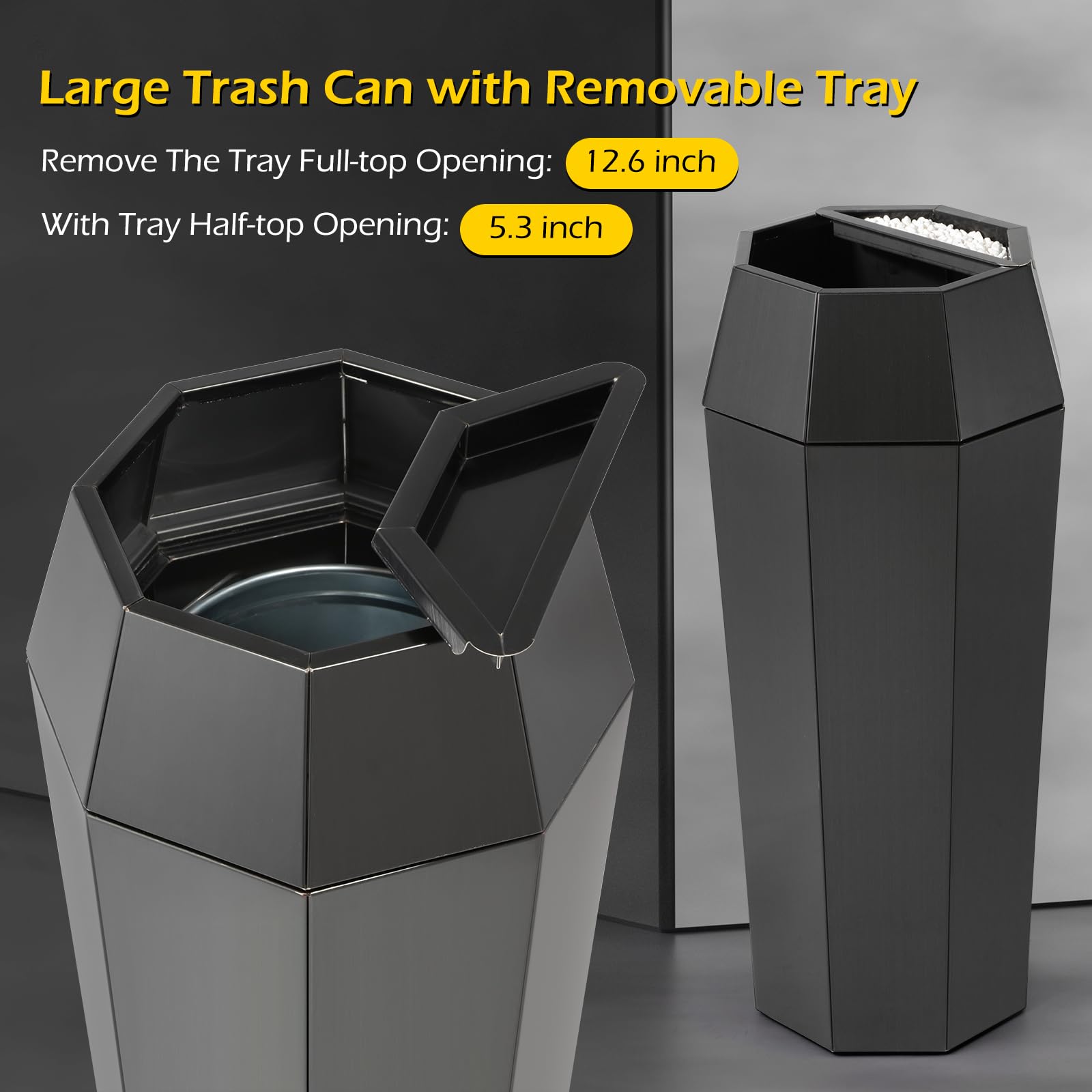 Commercial Trash Can Large Stainless Steel Garbage Can with Lid
