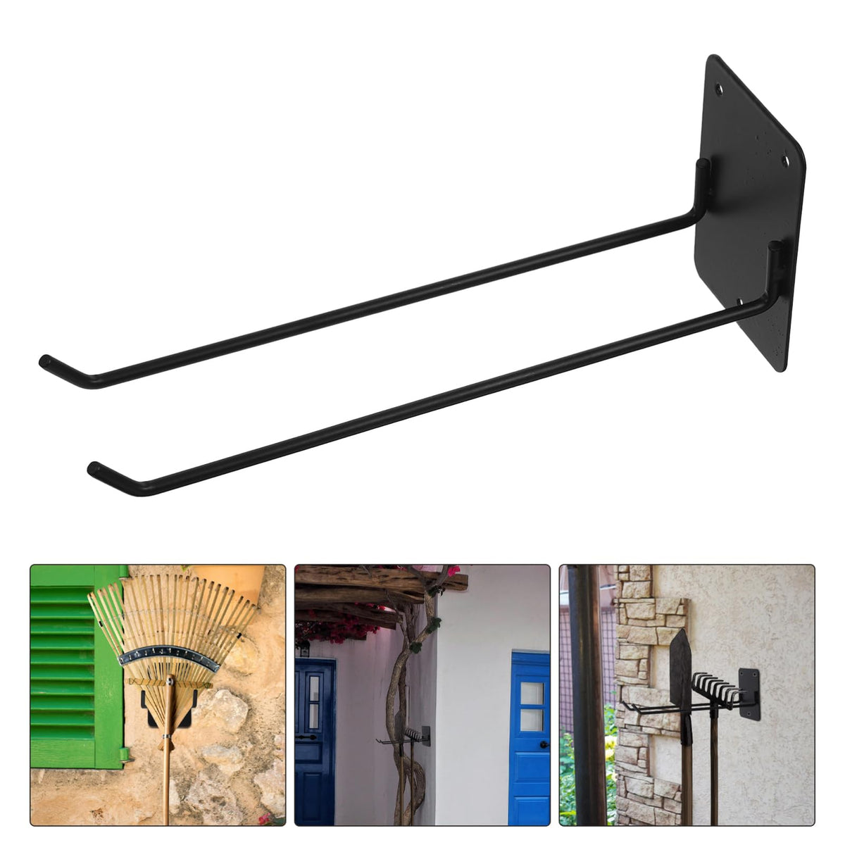Wall Mounted Mop Holder Rack Heavy Duty Garden Tool Organizer for Brooms Mops and Garden Equipment Design Screw for Easy Installation