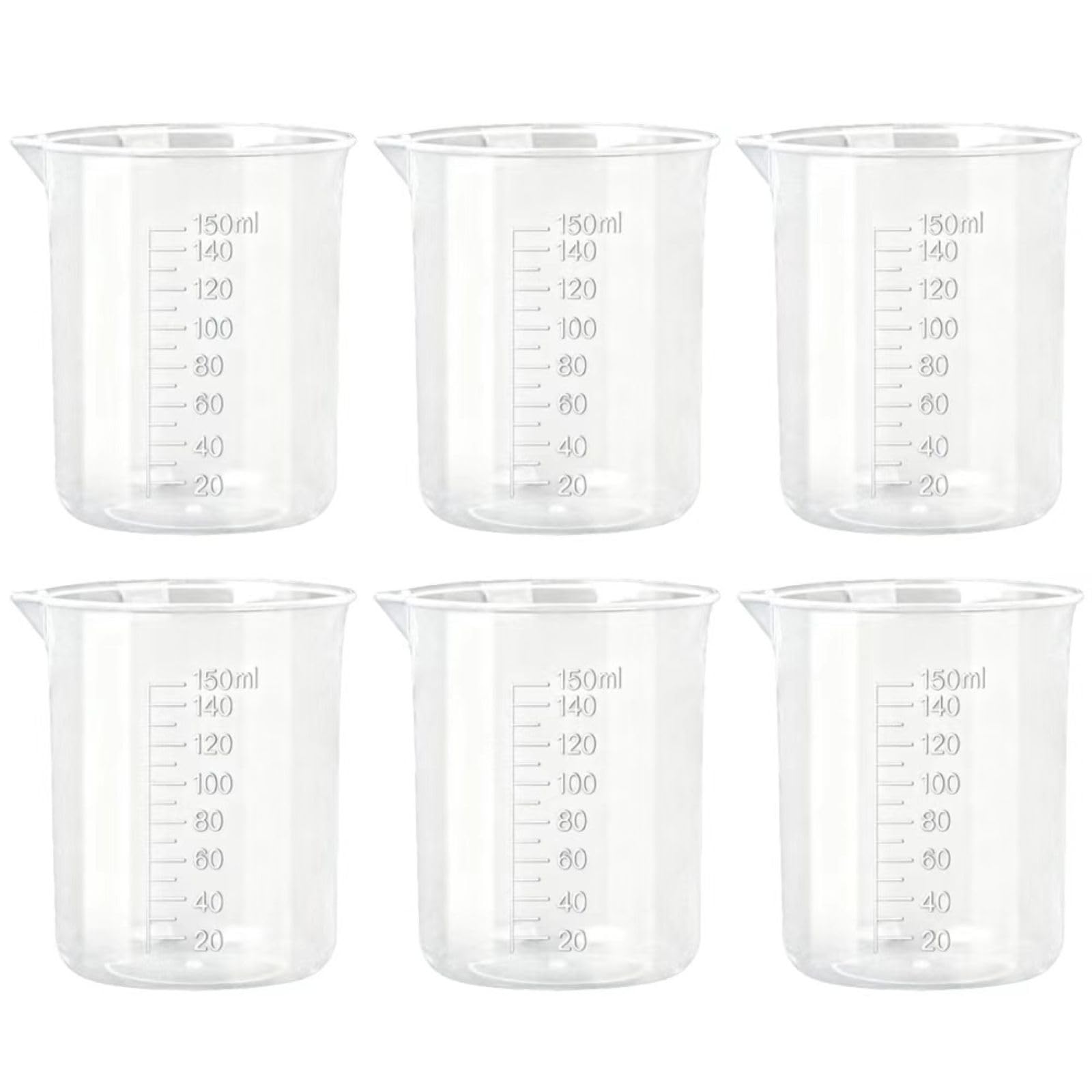 6 Pack 150ml Plastic Lab Beakers (6 Count)