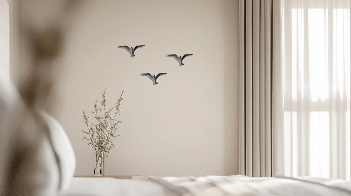 Iron Cast Decorative Gull Bird Wall Mounted Coat Hooks (3 Count)