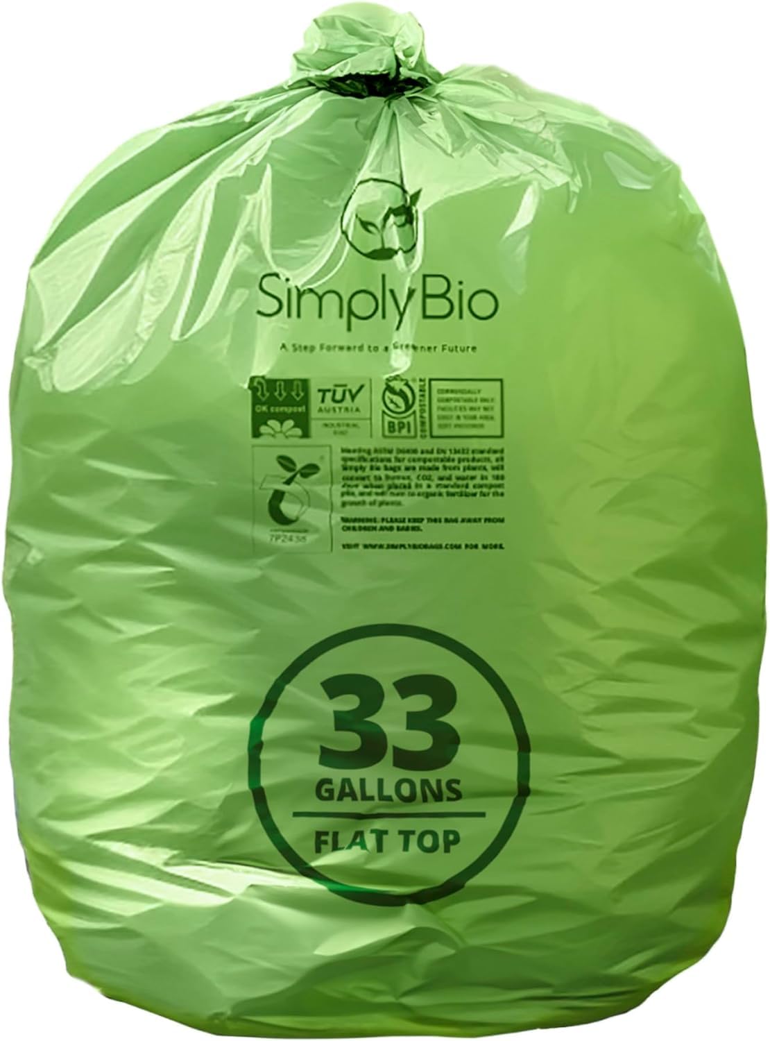 30 33 Gallon Compostable Trash Bags with Flat (30 Count)