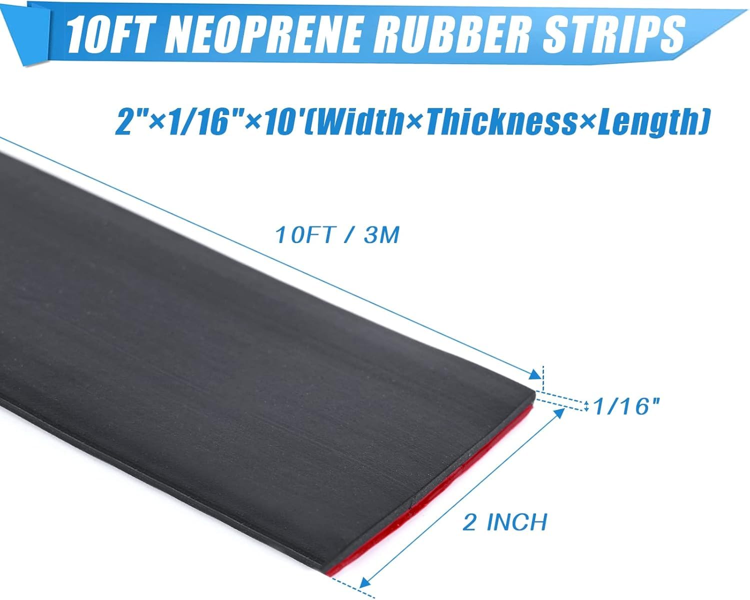Adhesive Rubber Strips Neoprene Rubber Sheets (20 Sq Ft)