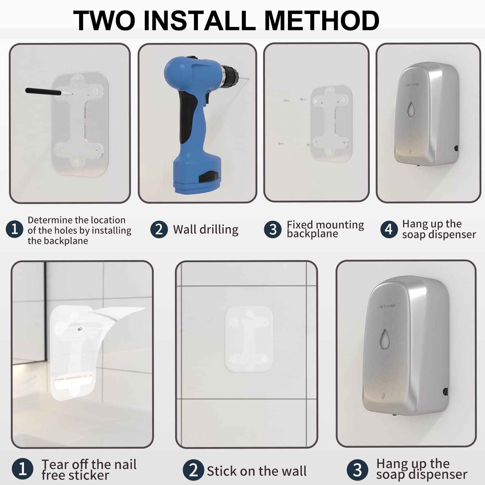 Touchless Wall Mount Stainless Steel Soap Dispenser 34OZ