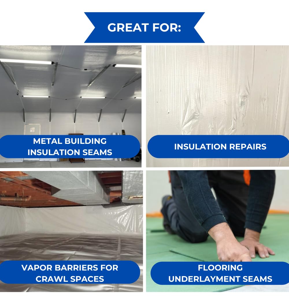 3" Wide x 180' Long White Vapor Barrier Seam Tape (8 Count)