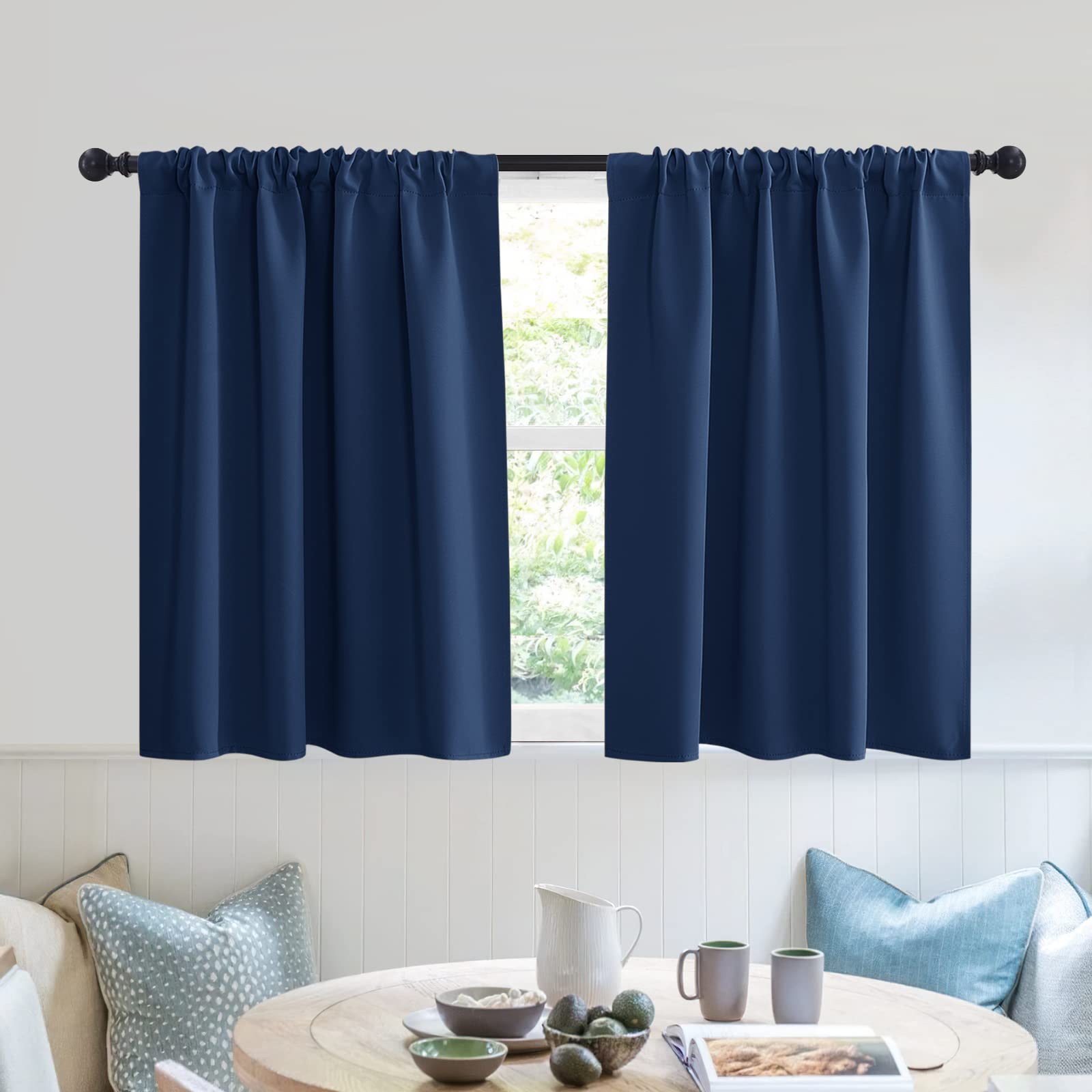 Short Blackout Privacy Curtains 30 inch Long for Bathroom Window (2 Count)