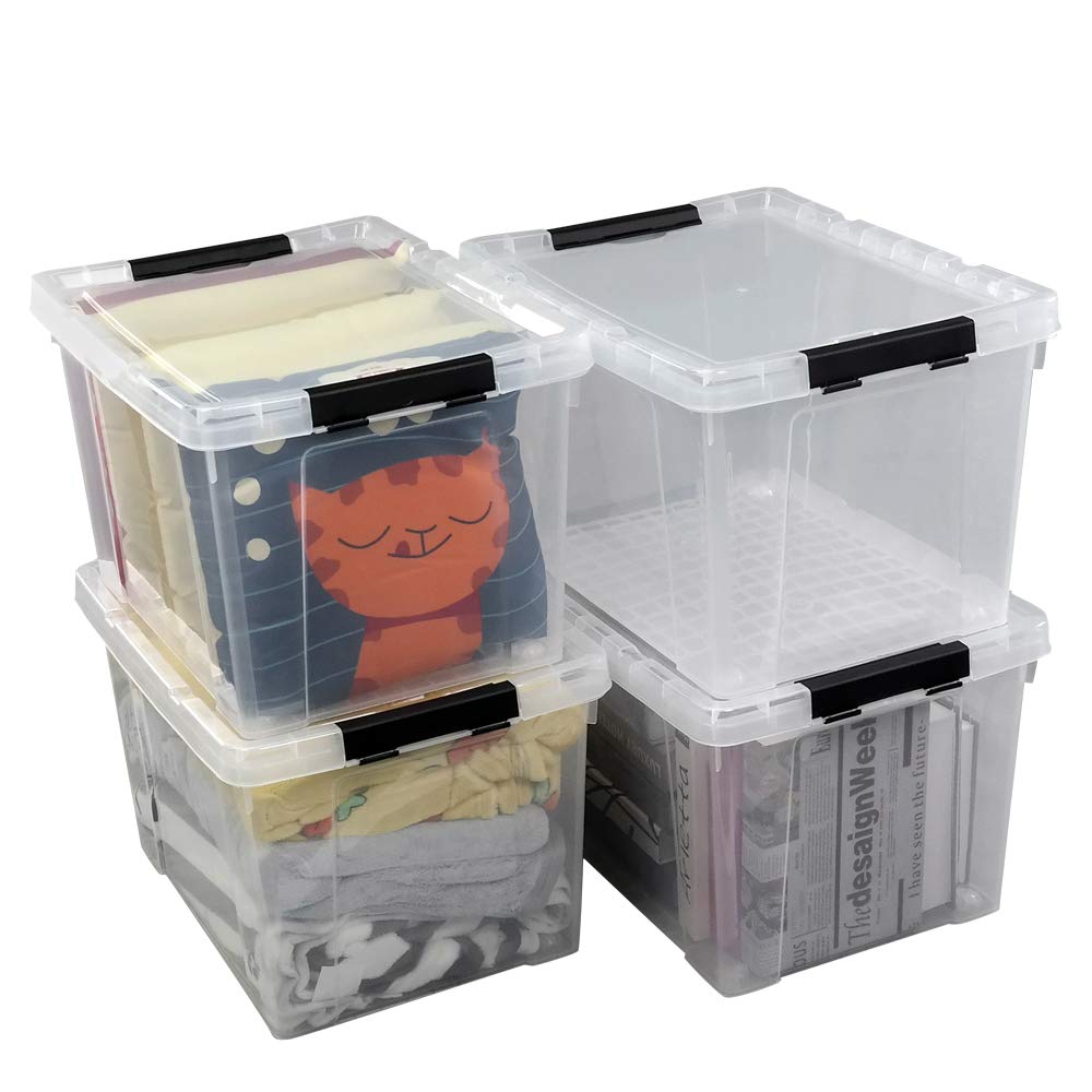 4 Pack 50 Quart Plastic Container Bin with Lids (4 Count)