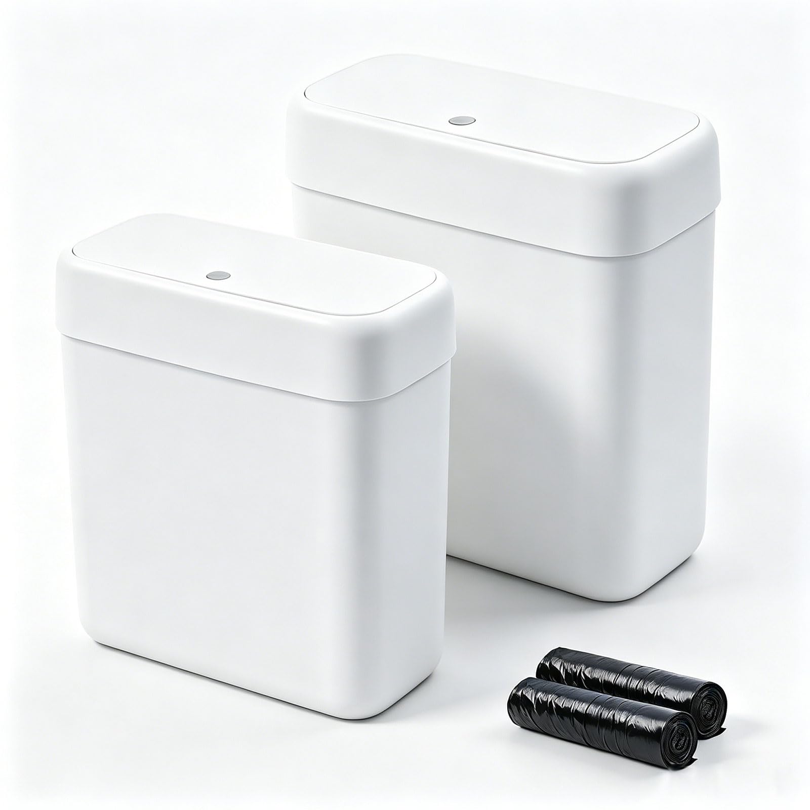 2 Pack Bathroom Trash Can with Lid