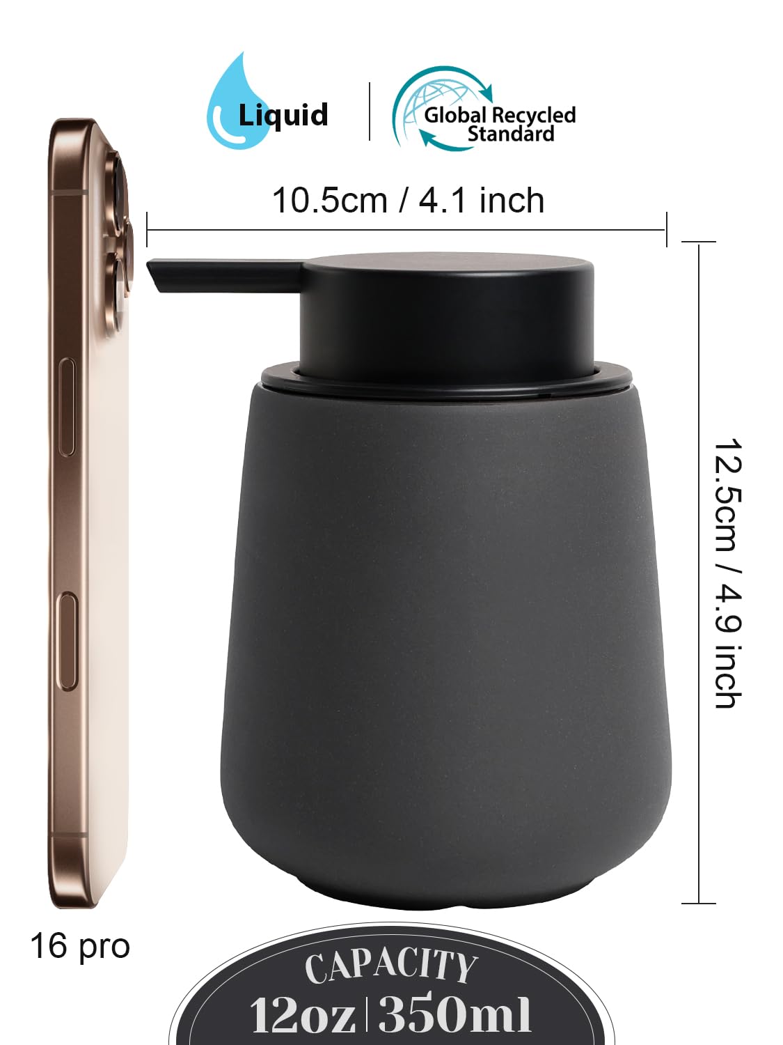 Ceramic Soap Dispenser for Kitchen and Bathroom