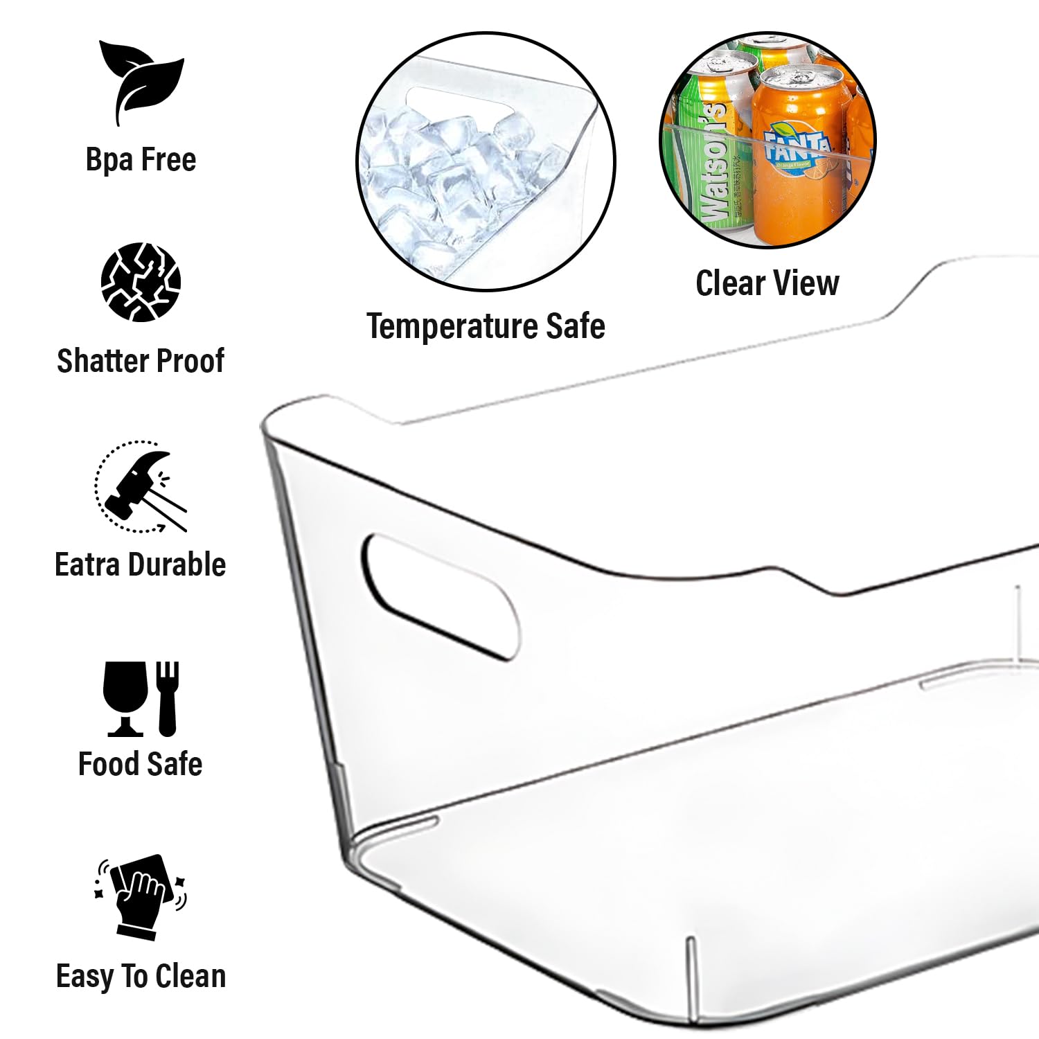 Clear Plastic Storage Bins for Kitchen Organization or Pantry Organizers and Storage (4 Count)
