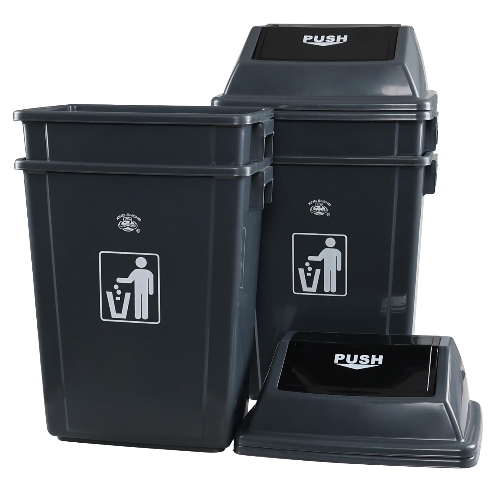 18 Gallon Commercial Trash Can with Lid (4 Count)