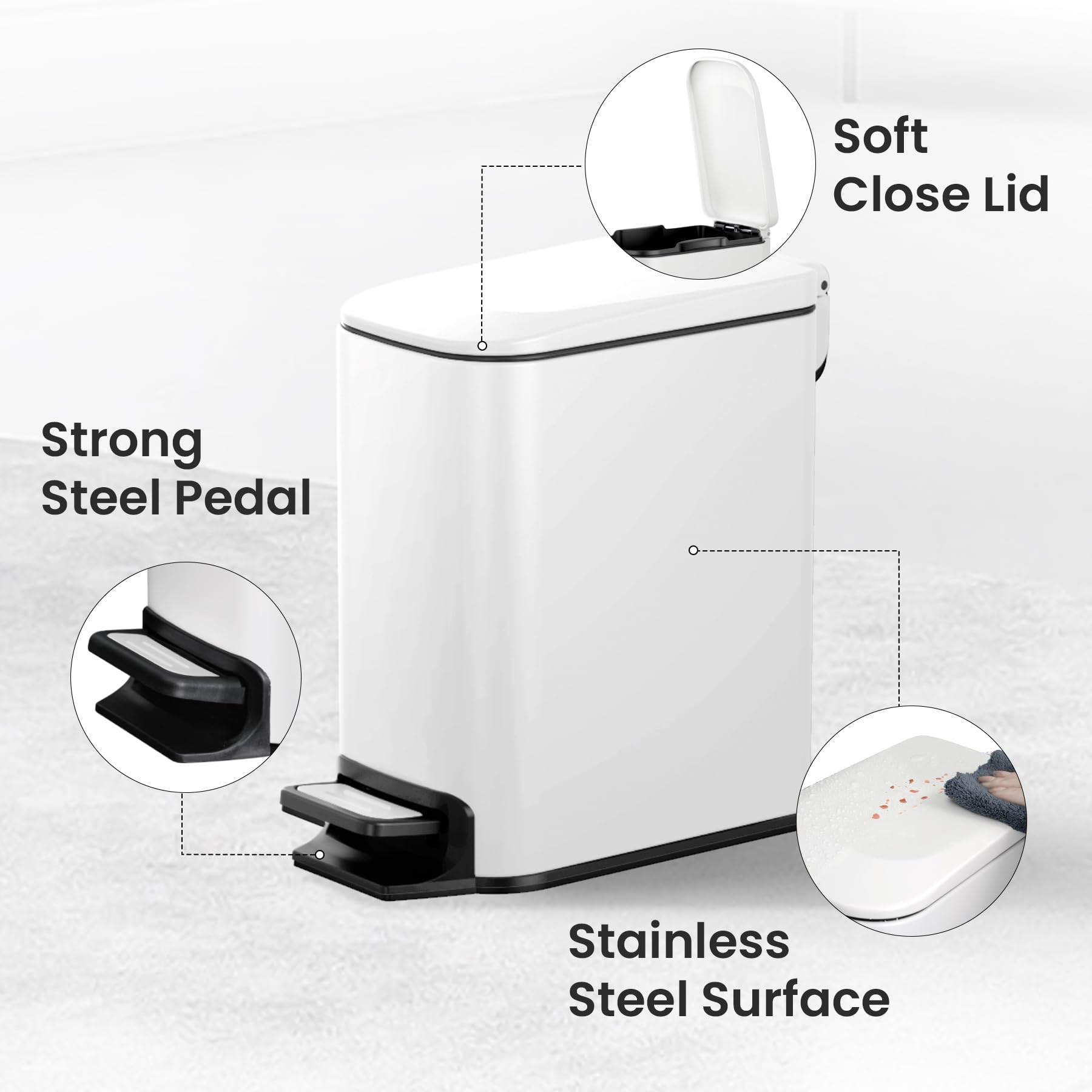 Small Bathroom Trash Can with Lid