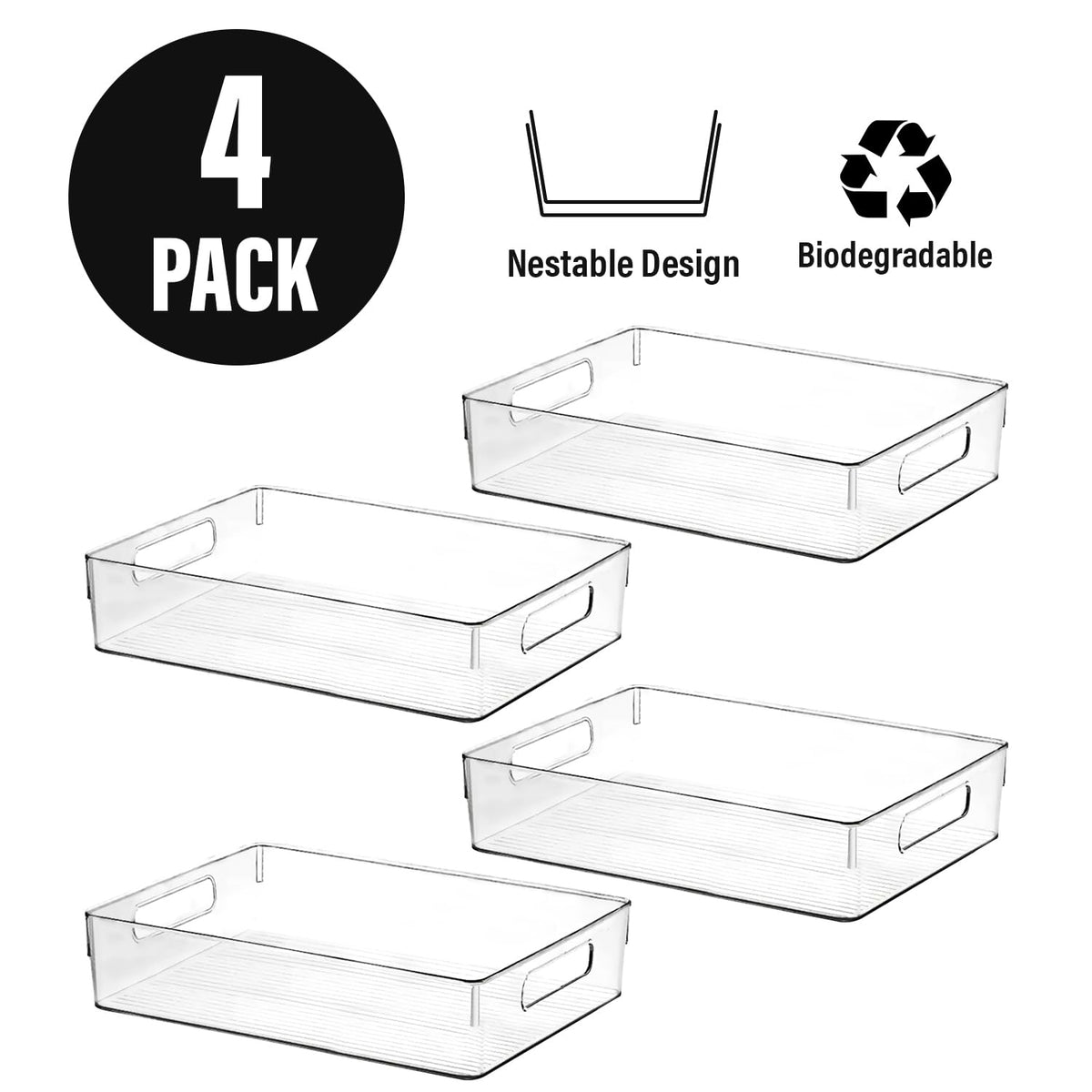 Large Clear Plastic Storage Bins (4 Count)