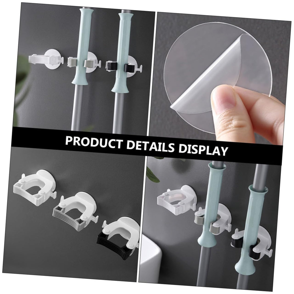 4Pcs Traceless Mop Holders Creative Wall Mount Mop Clips for Home Office and Bathroom Organization Stylish Design for Mop and Broom Storage Easy to Use and Install
