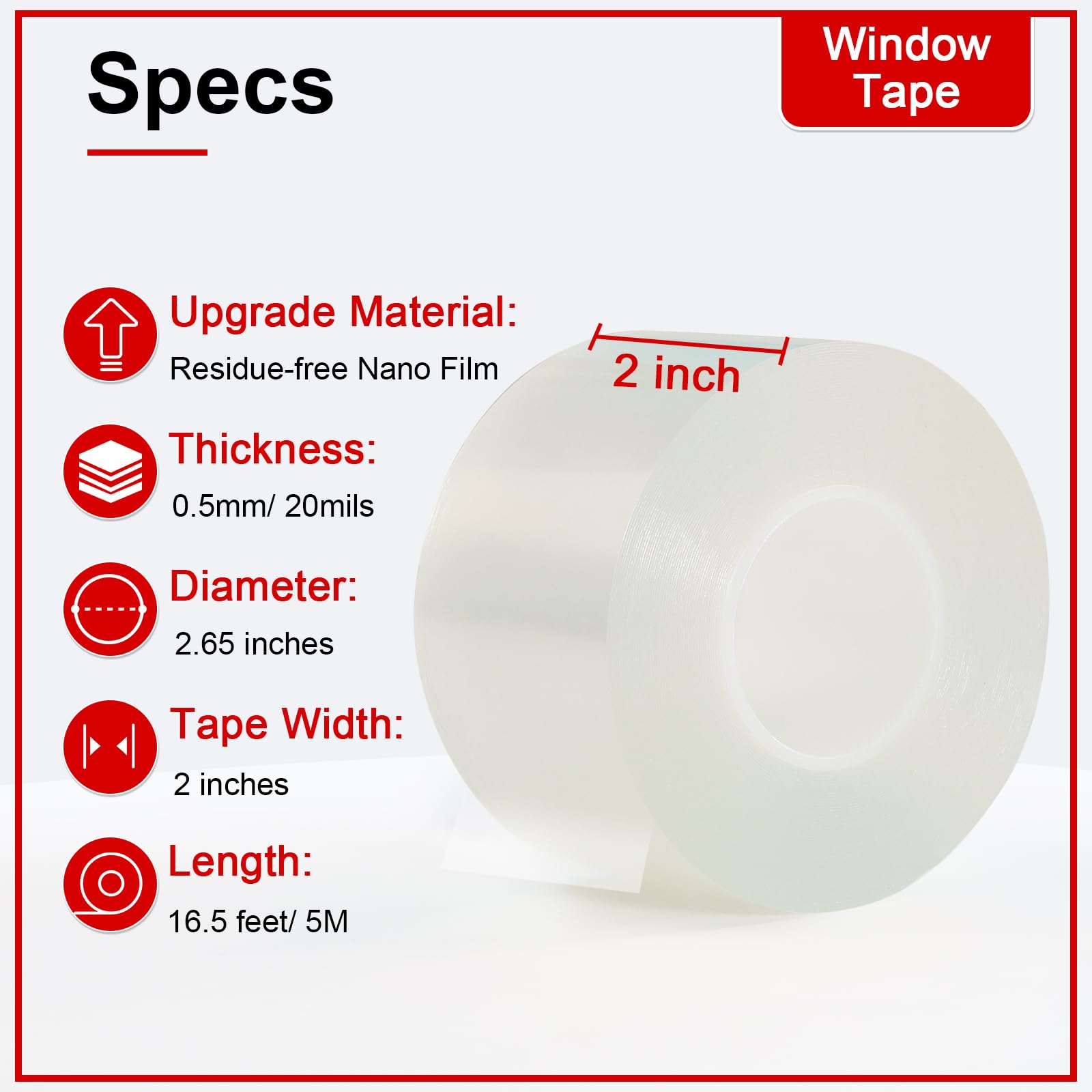 Transparent Window Weather Sealing Tape 2 Inch x 16.5 FT Weather Stripping Residue