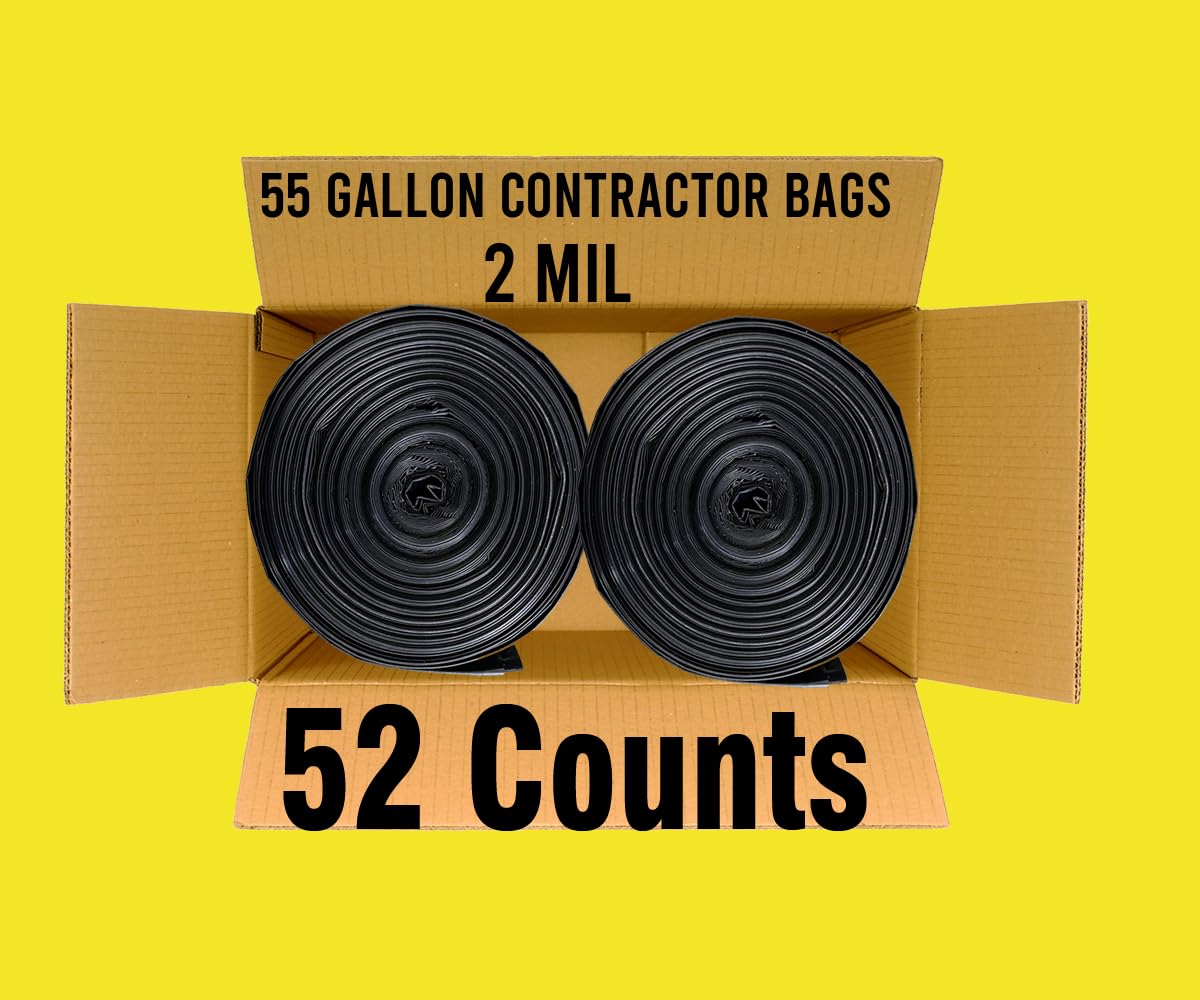 Contractor Heavy Duty Trash Bags 55 Gallon (52 Count)