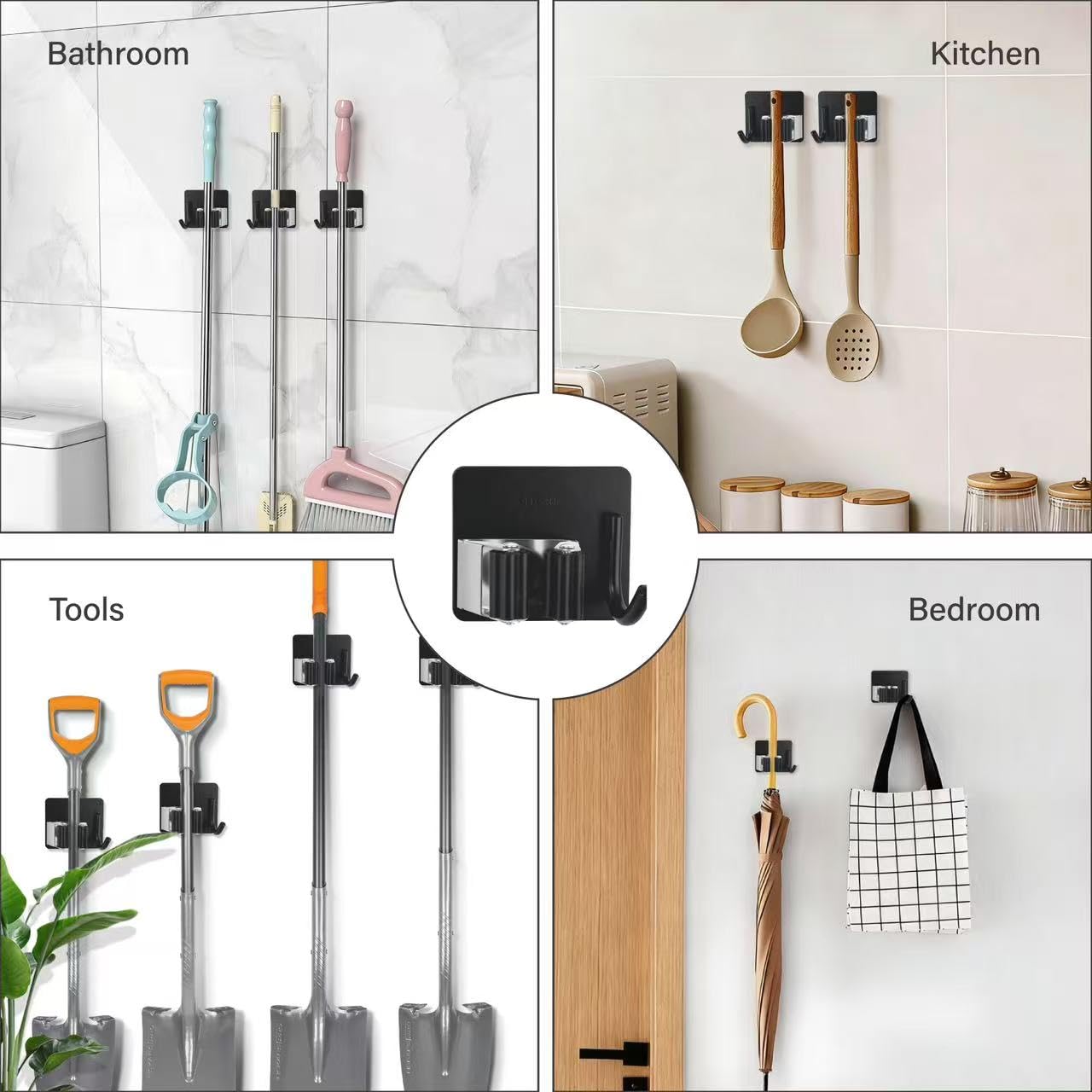 5 Pack Broom and Mop Organizer Wall Hanging (5 Count)