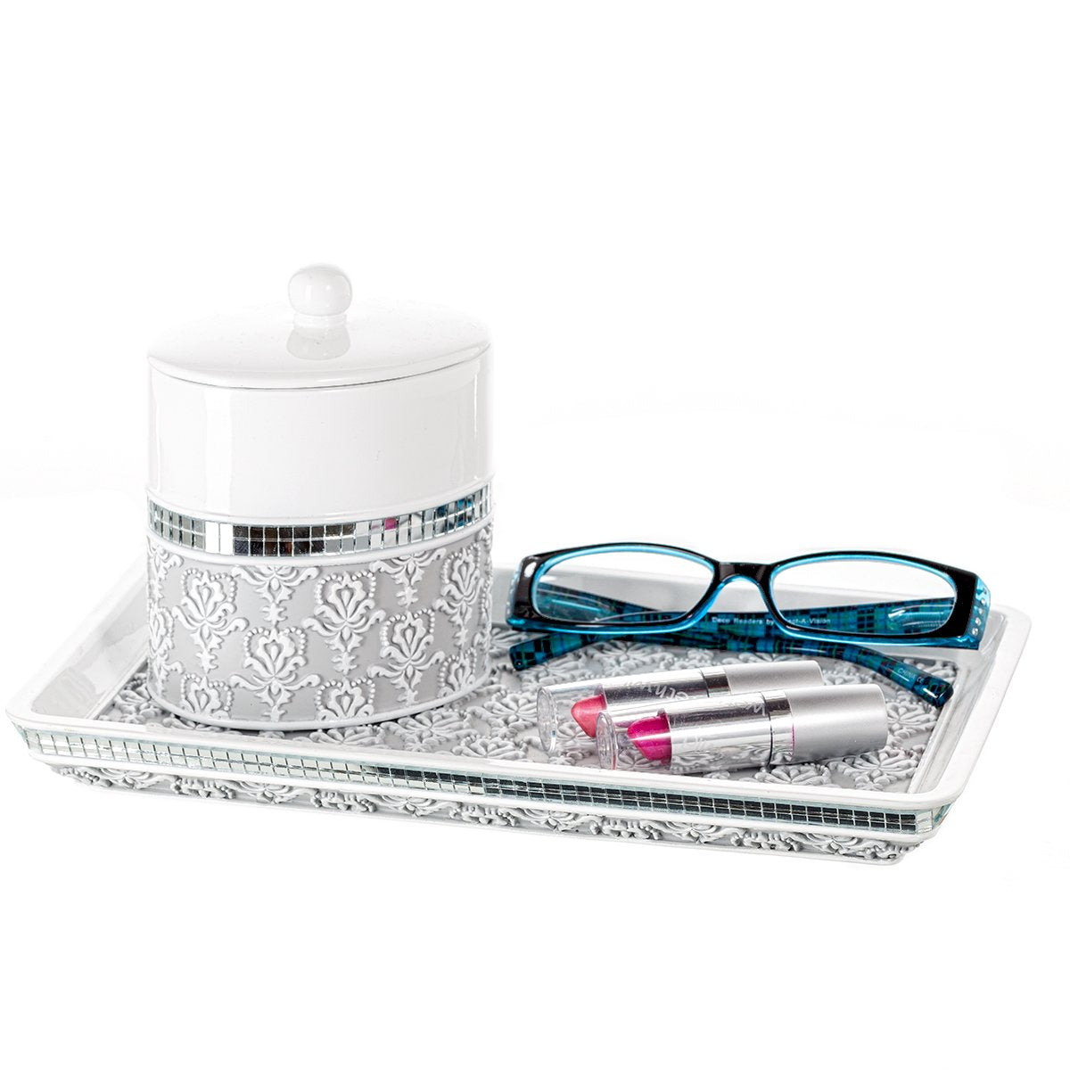 Mirror Damask Gray & White Cotton Swab