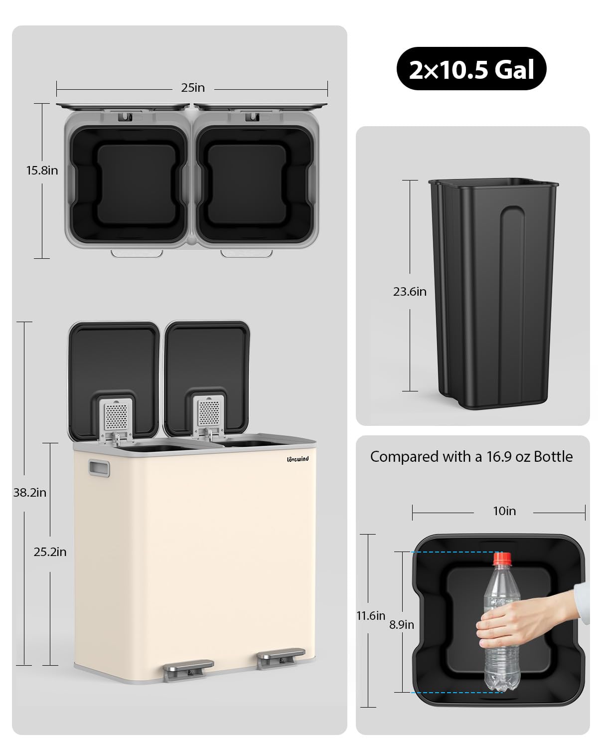 Trash Can 2 x 10.5 Gallon