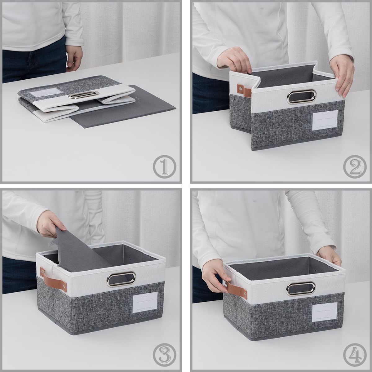 Foldable Storage Bins with Handles [3 (3 Count)