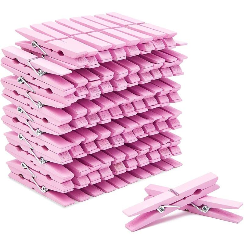 1.9 Inch White Small Clothes Pins Paper Picture School Work Holders Baby Shower Clothing Line Clips with Twine Pack 50 (50 Count)