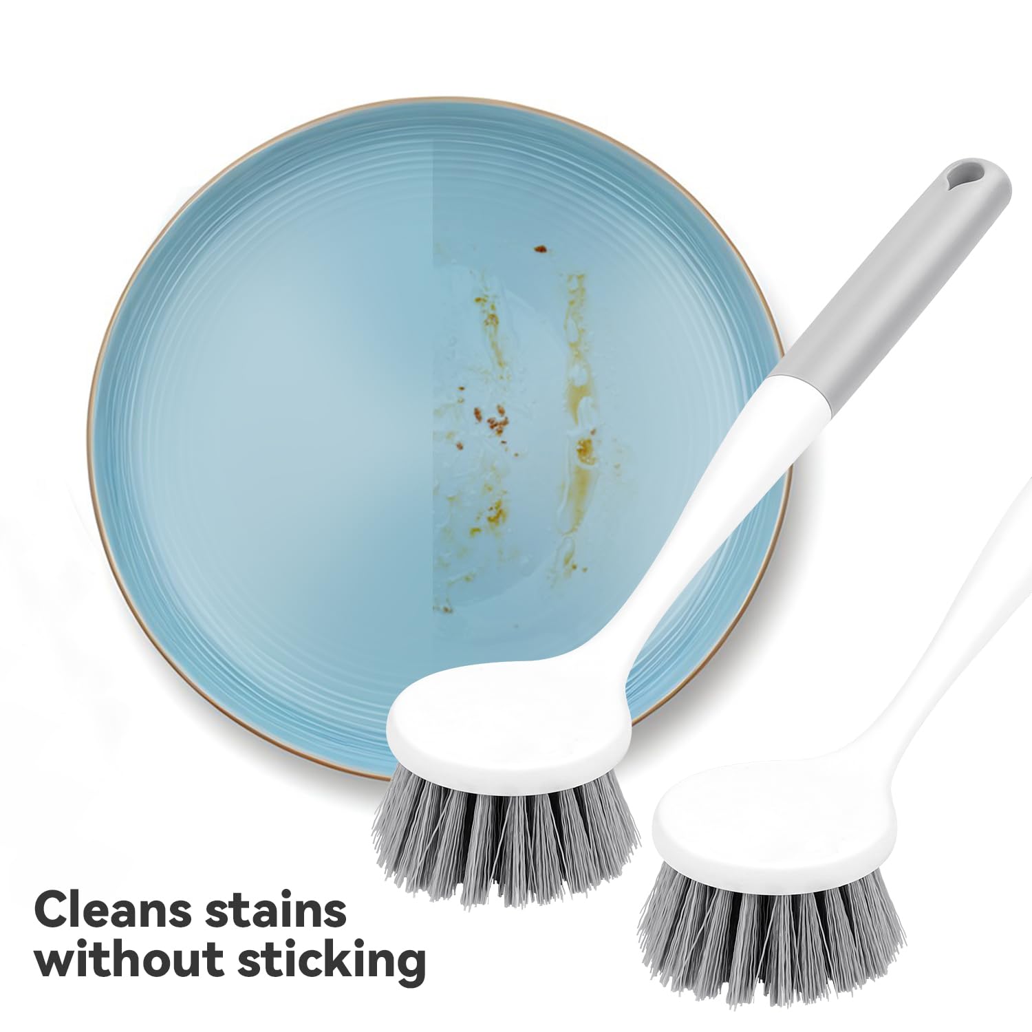 2 Pack Kitchen Scrub Brushes for Cleaning Dish Brush with Handle for Pans (2 Count)