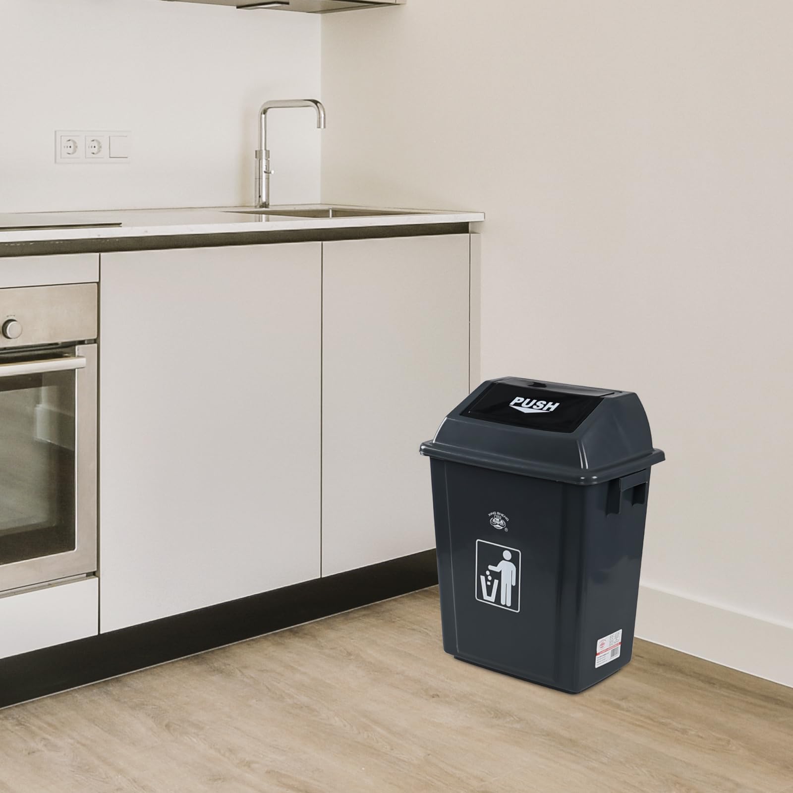 6 Gallon Office Trash Can with Swing Top Lid (4 Count)