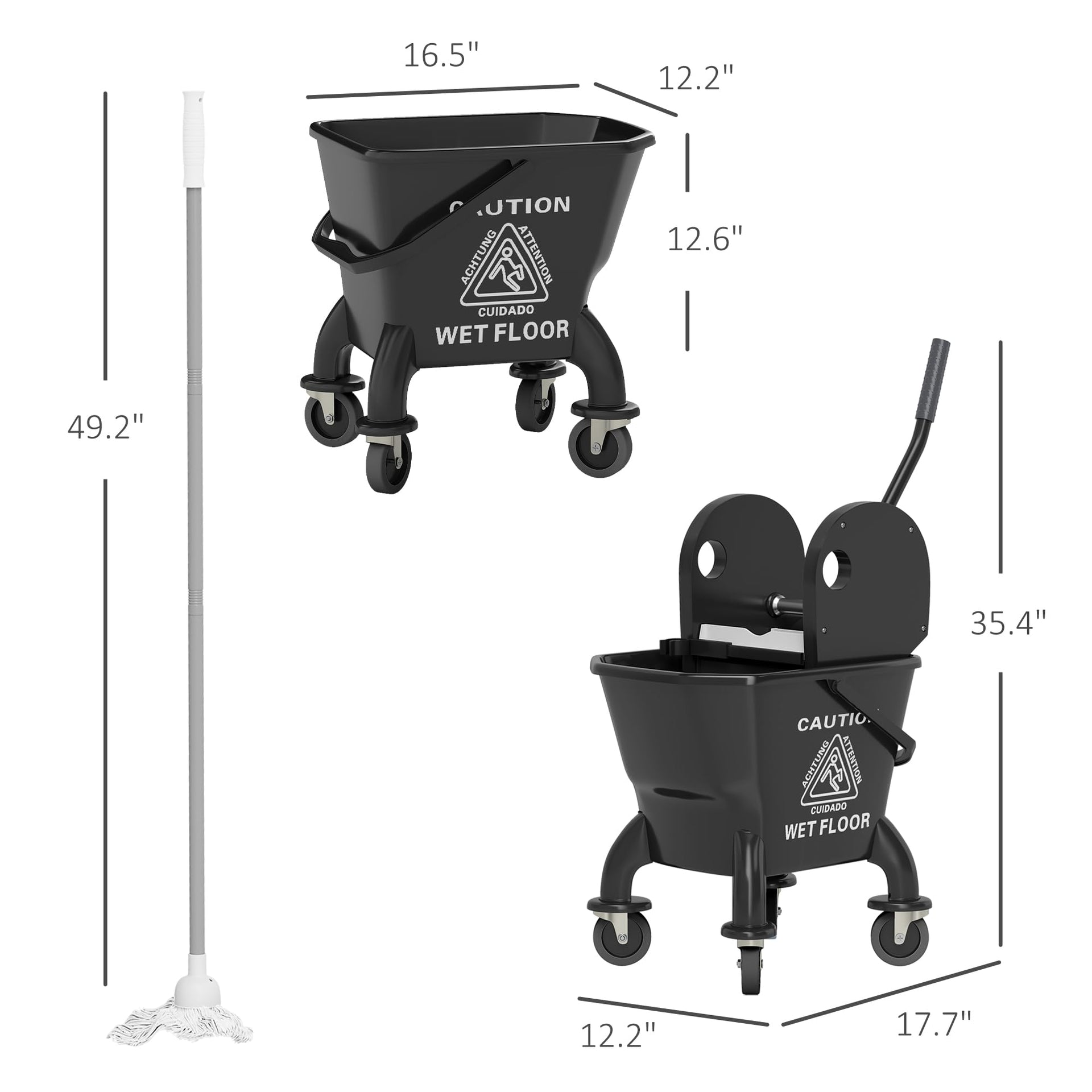 Mop Bucket with Wringer on Wheels