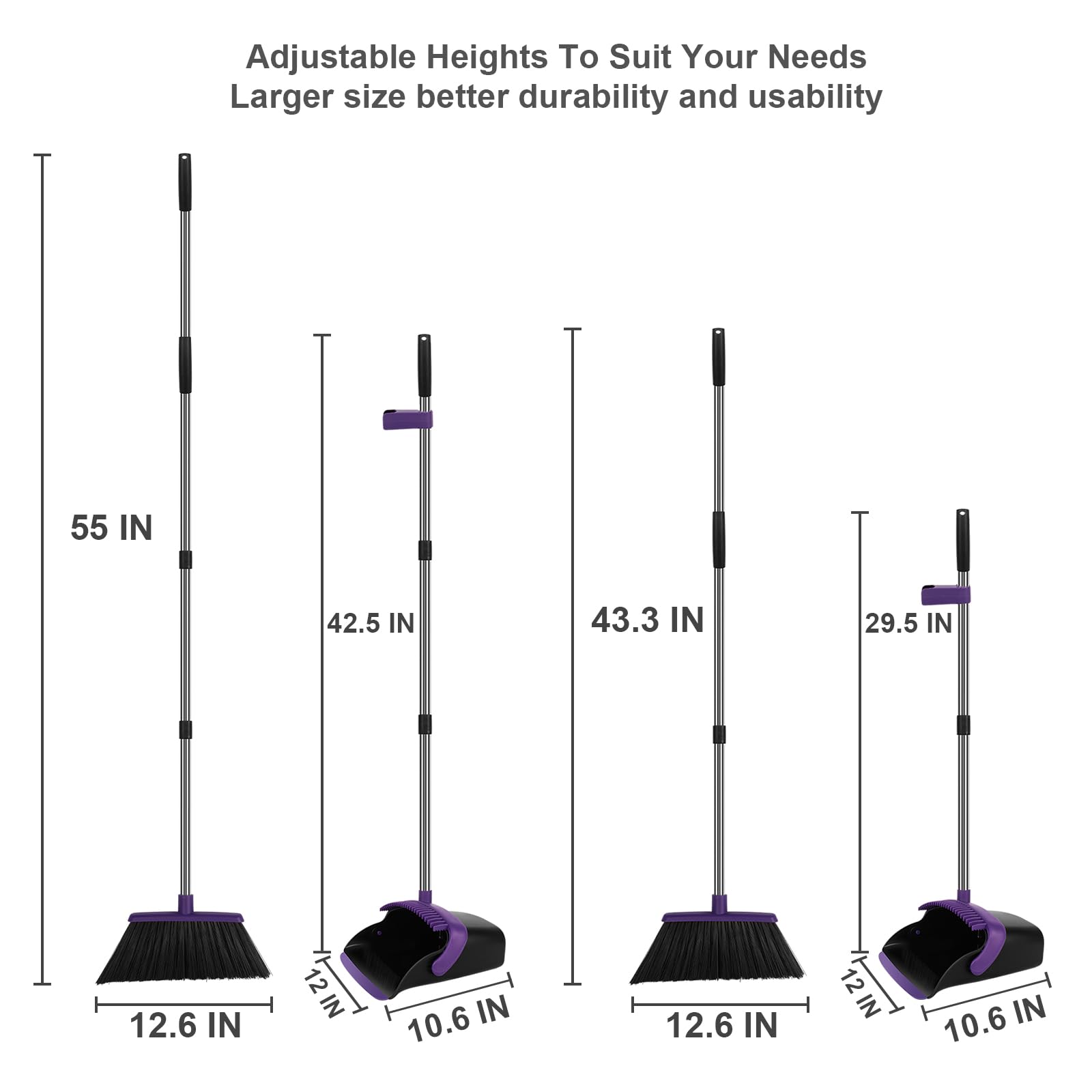 Purple Broom and Dustpan Combo Set