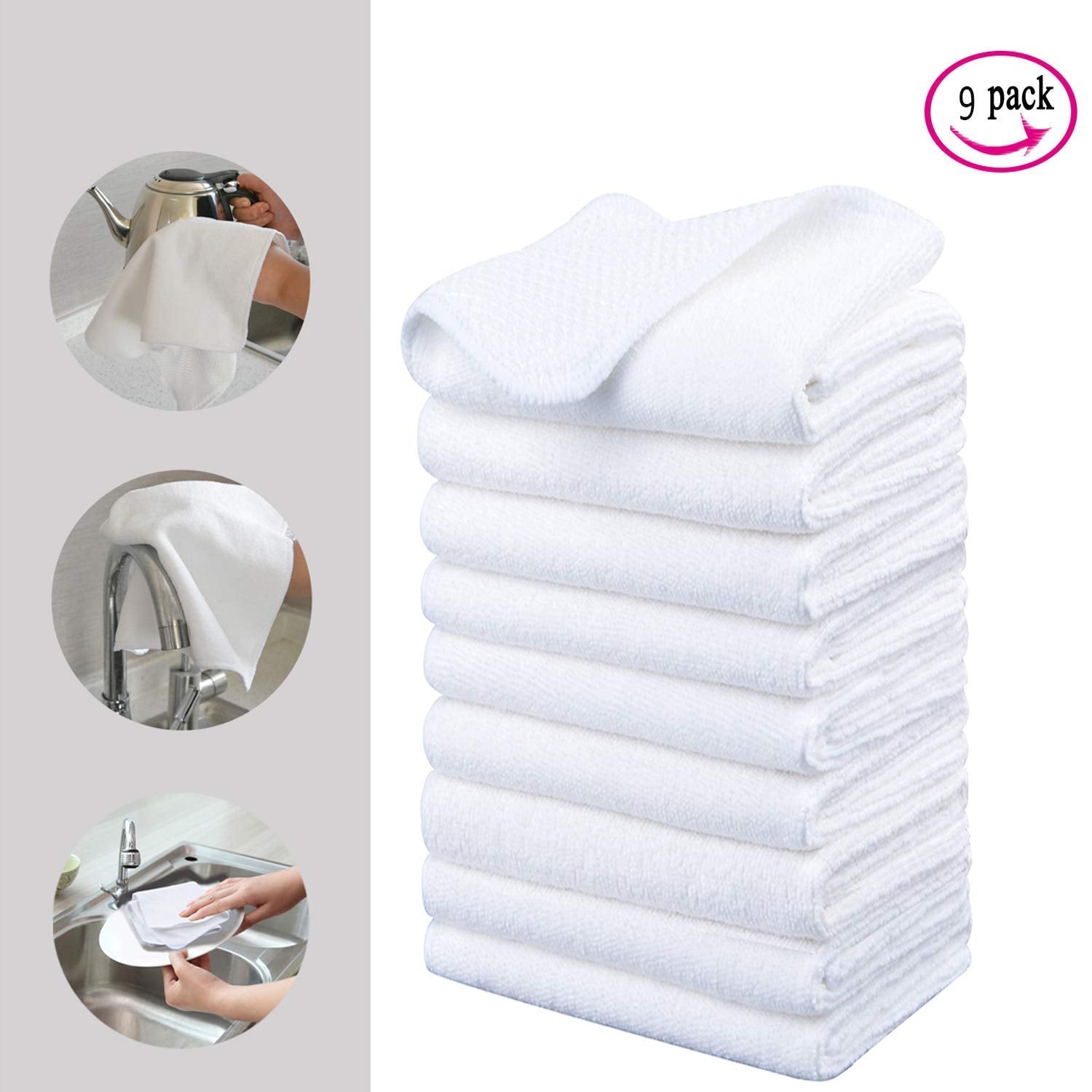 Dish Cloths for Washing Dishes with Scrub Side (9 Count)