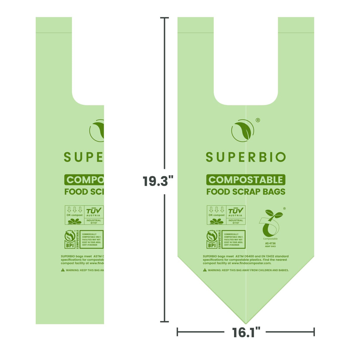 1.6 Gallon Compostable Food Scrap Bags with Handles (100 Count)