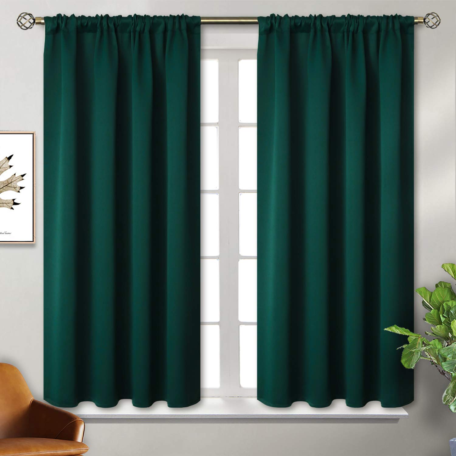 Short Blackout Curtains for Bedroom Window 45 Inch Length
