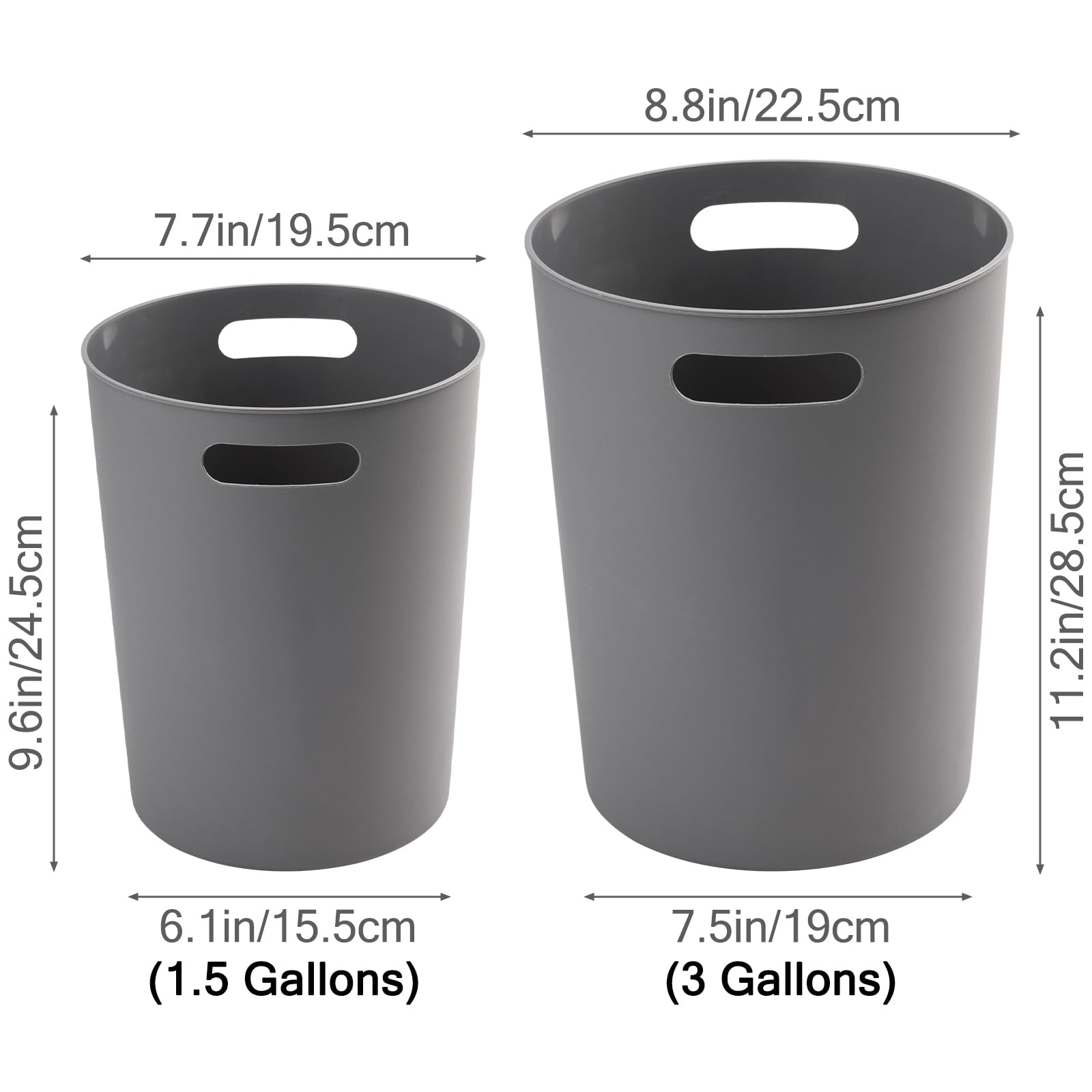 4 Pack Small Trash Can 3 Gallon Garbage Can Bathroom Bedroom Kitchen Grey (4 Count)