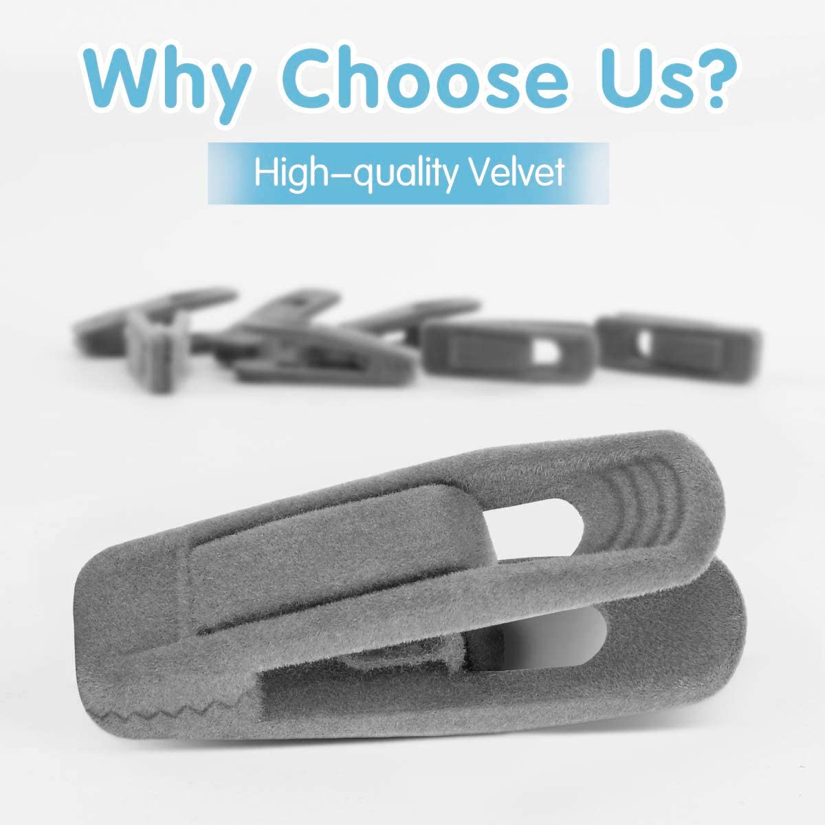Grey Velvet Hangers Clips