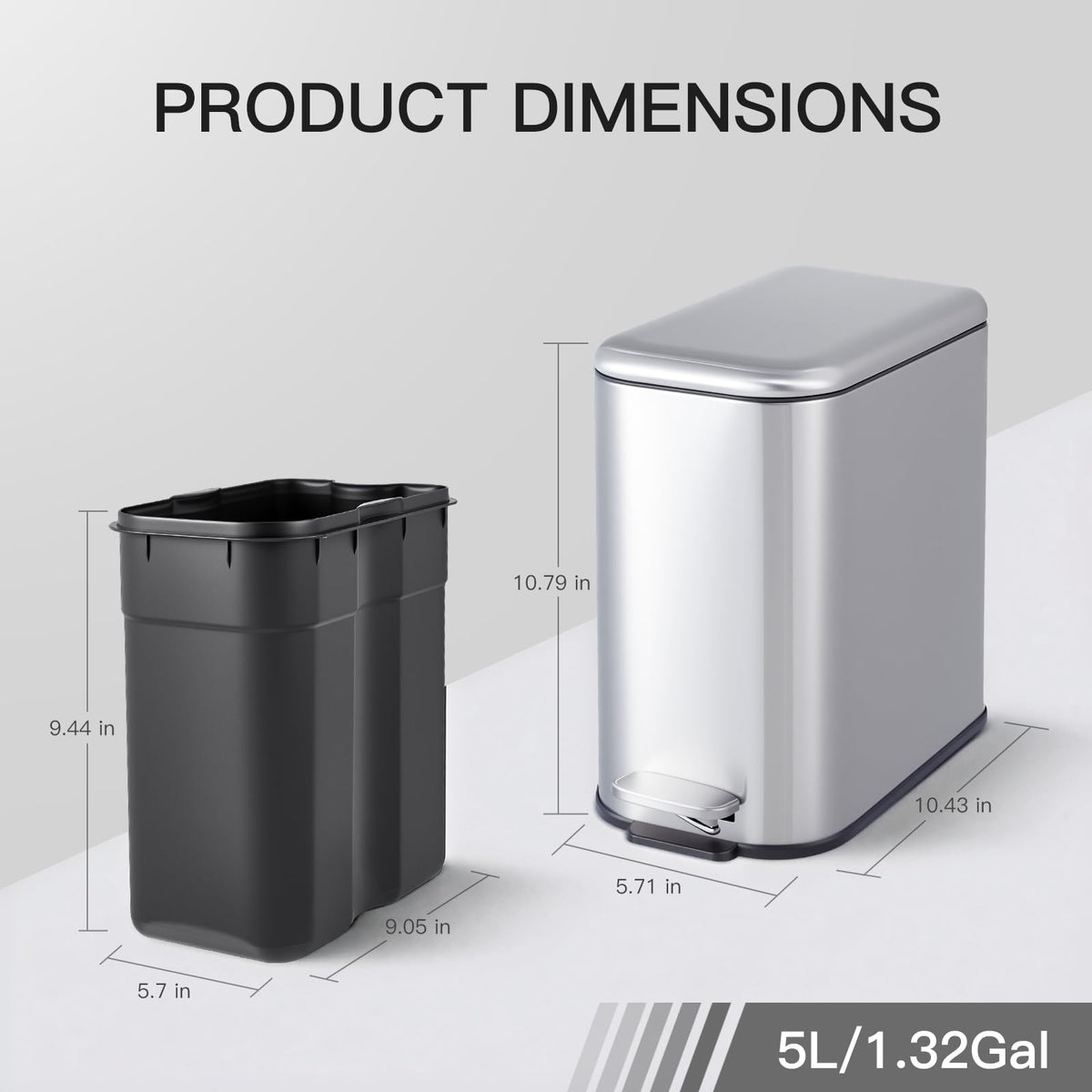 1.3 Gallon Bathroom Trash Can