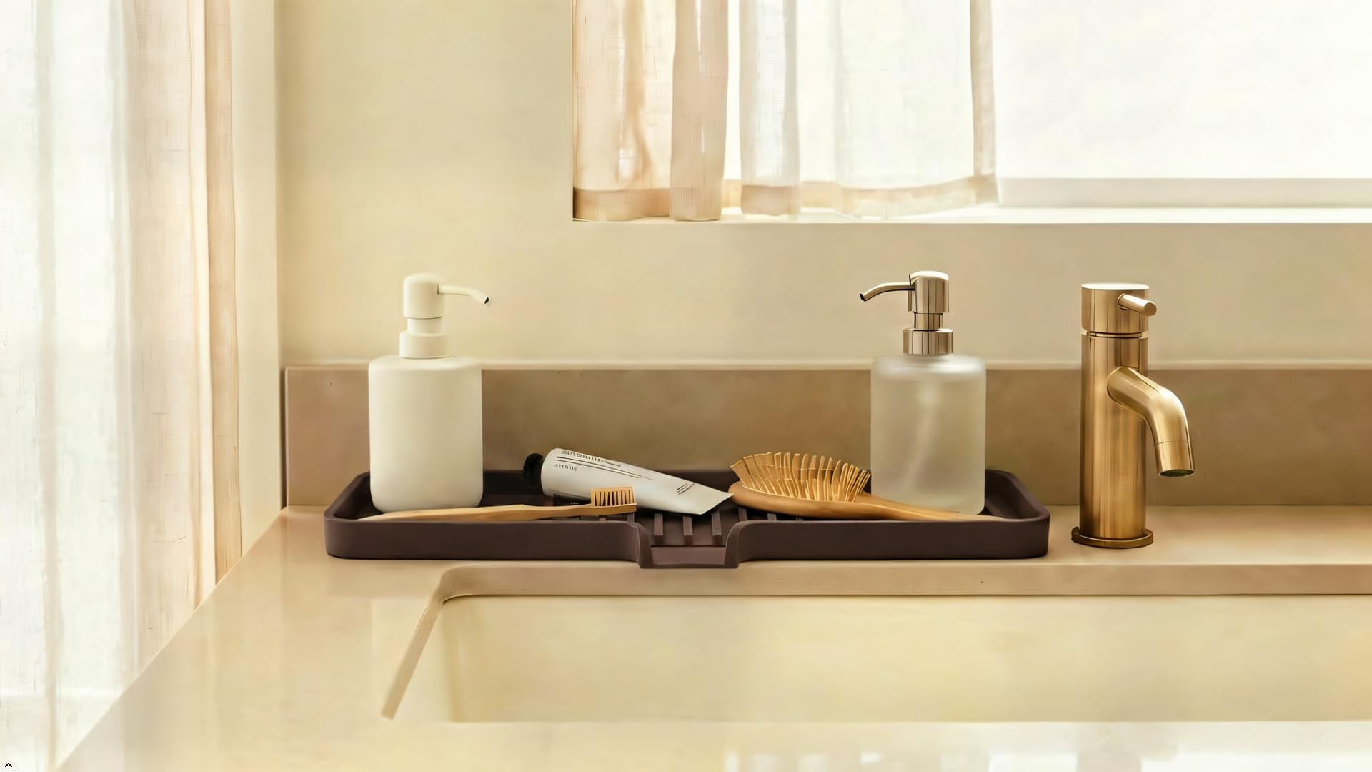 Silicone Soap Dish Tray and Sponge Holder with Drain Chute