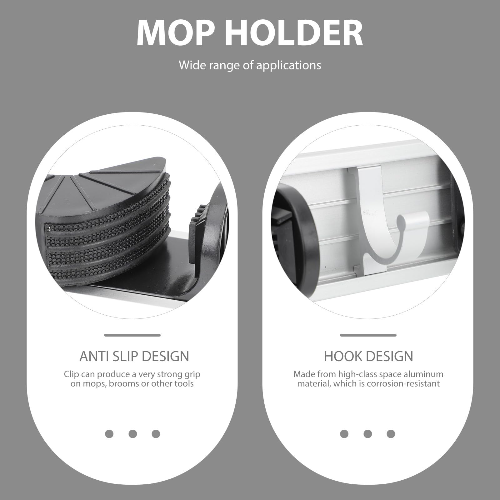 Nail Free Mop Hanging Hooks and Broom Holder