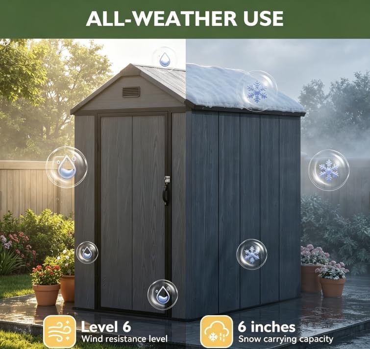 4×6 FT Resin Shed with Reinforced Floor