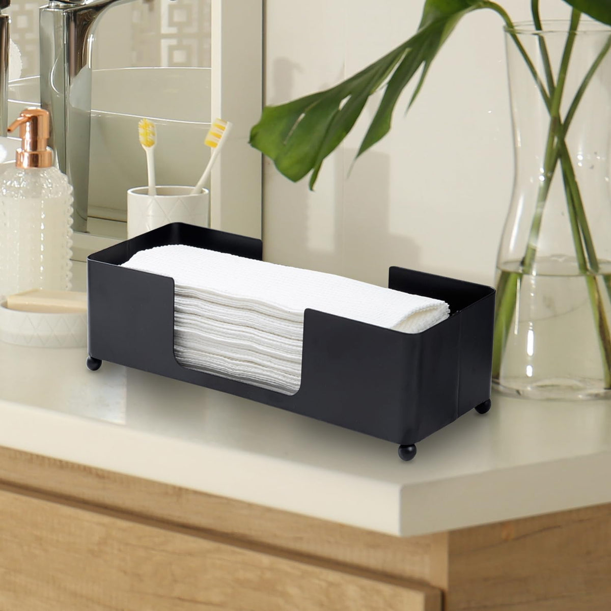 Modern Matte Black Metal Tabletop Commercial Folded Paper Towel Holder