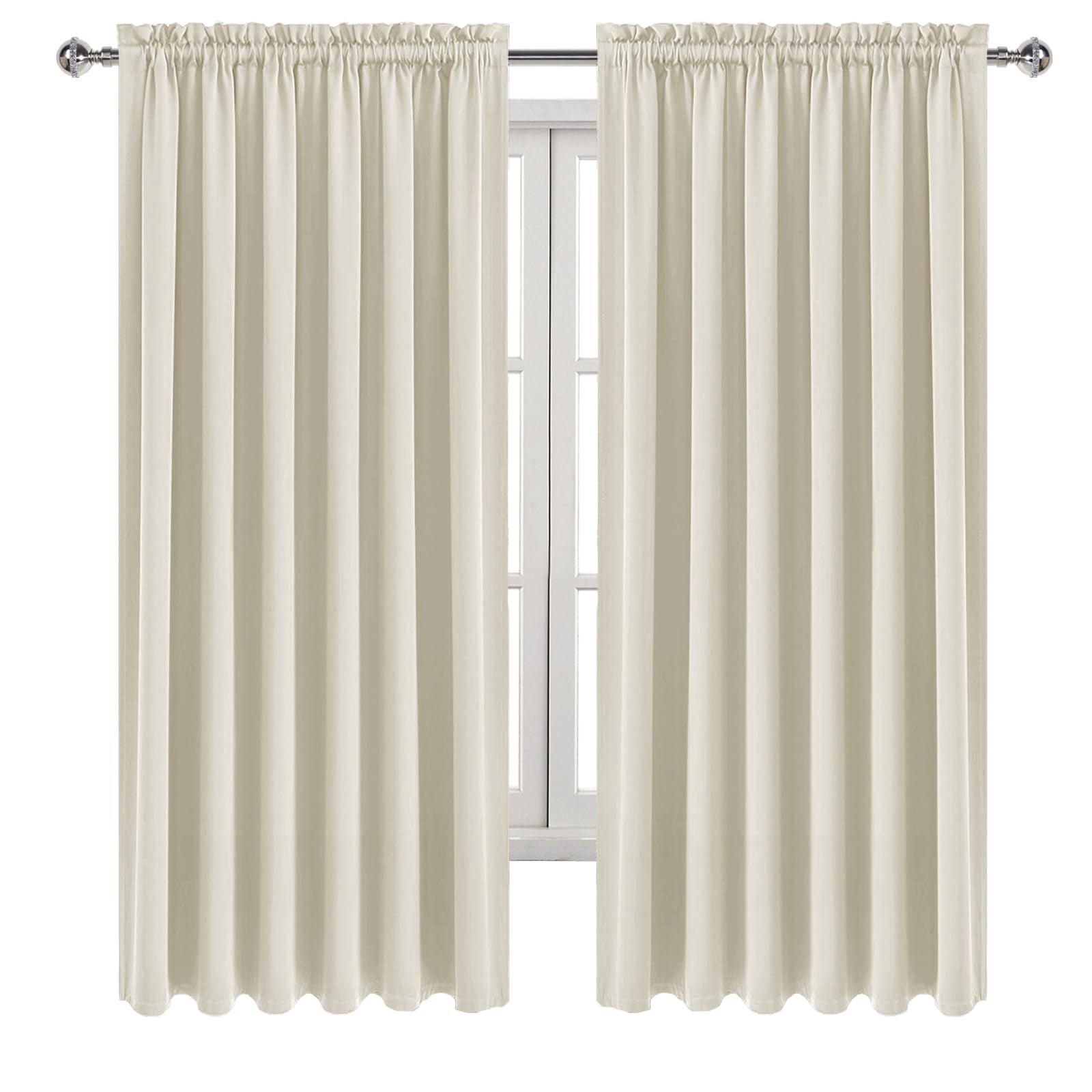 Wide Blackout Curtains for Bedroom 70 x 72 Inch Long Light Beige