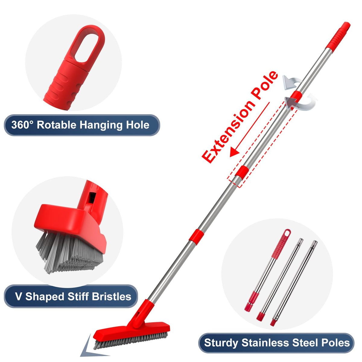 2 Pack Grout Brush with Long Handle (2 Count)