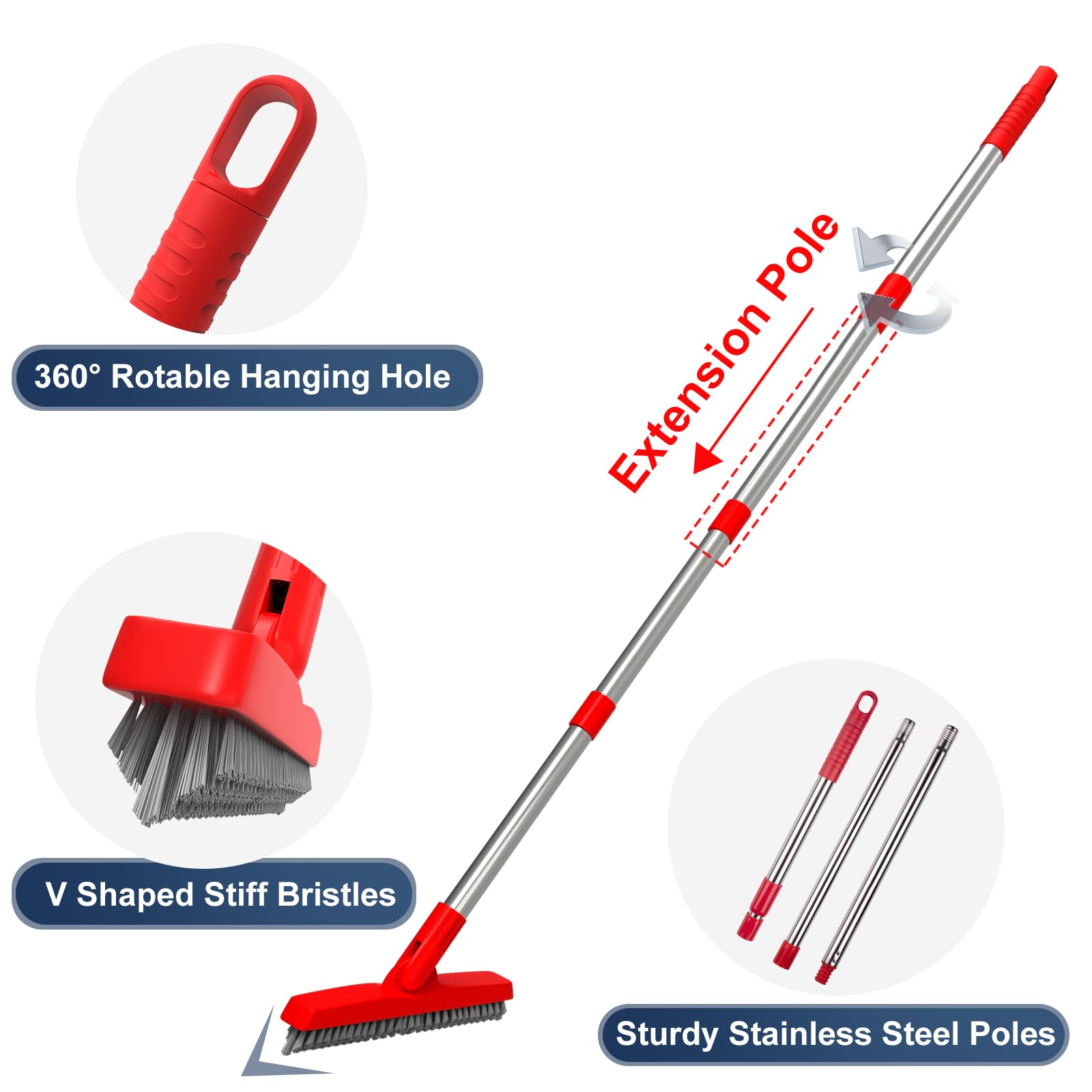 2 Pack Grout Brush with Long Handle (2 Count)