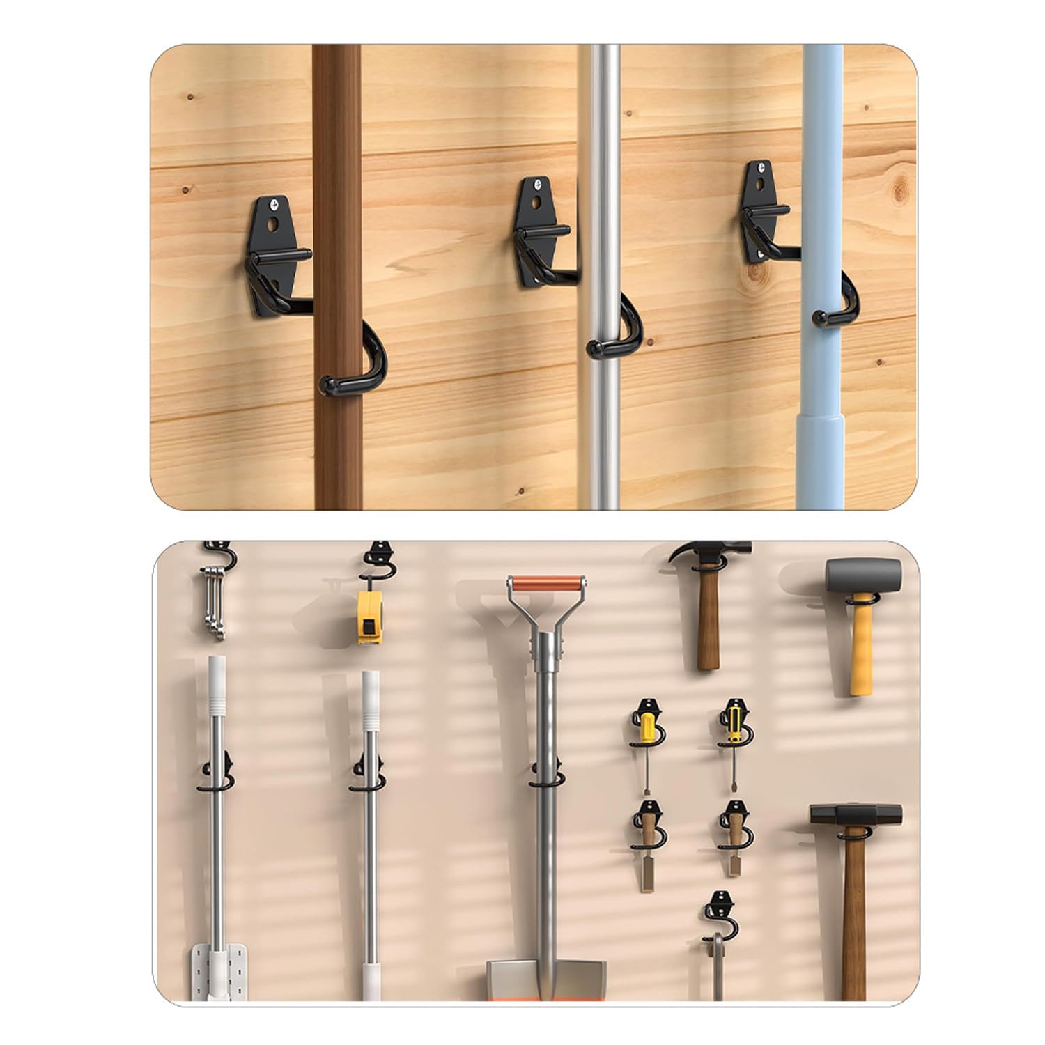 2 Pack Broom Holder Wall Mount Heavy Duty Mop Hanger with Screws Anchors Stand (2 Count)