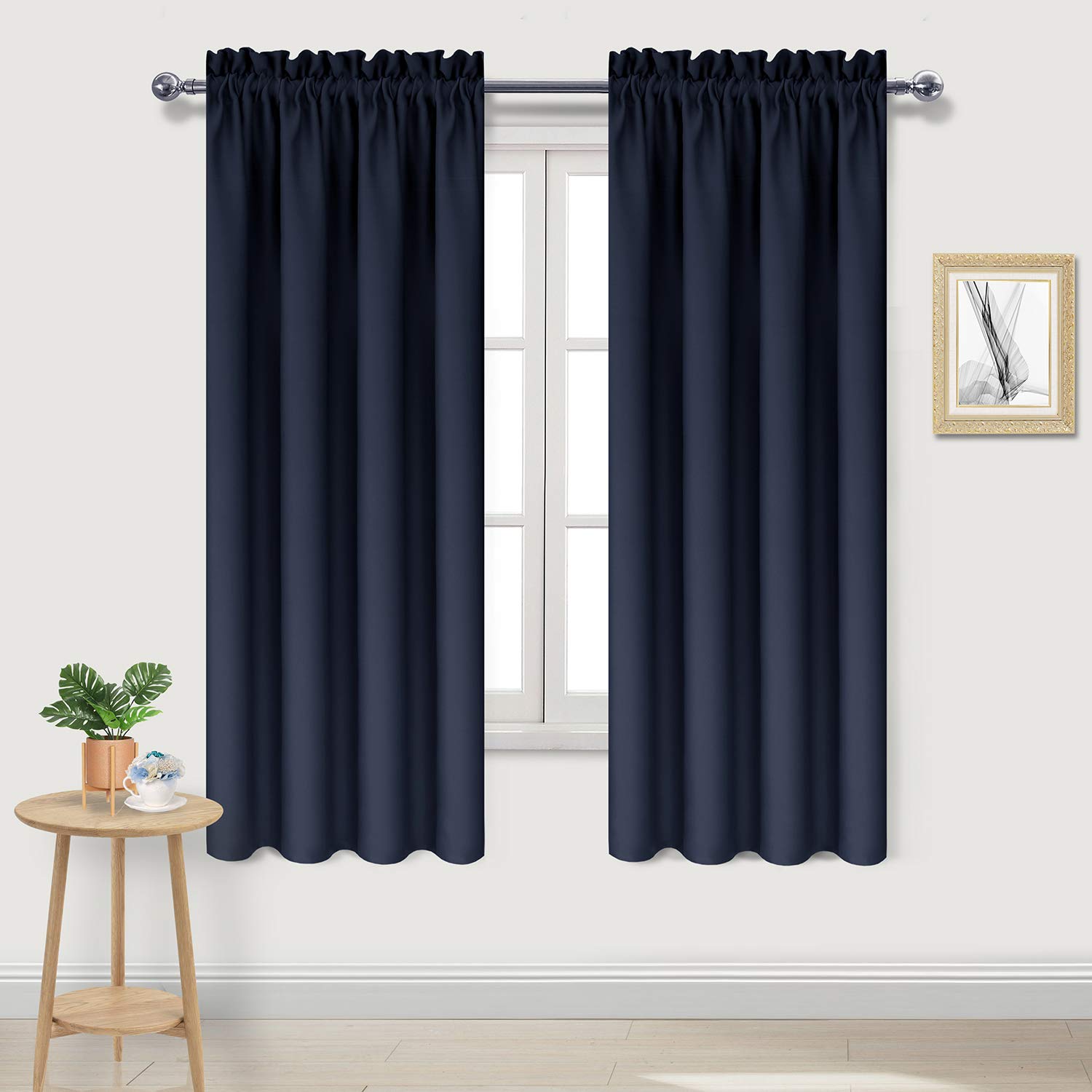 Blackout Curtains for Bedroom Living Room 42 x 72 Inch Long Navy (2 Count)