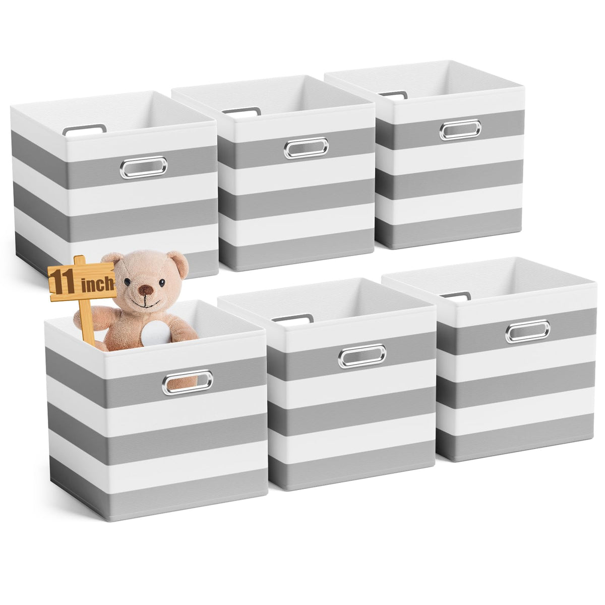 11 Inch 6 Pack Fabric Storage Cubes with Metal Handles (6 Count)