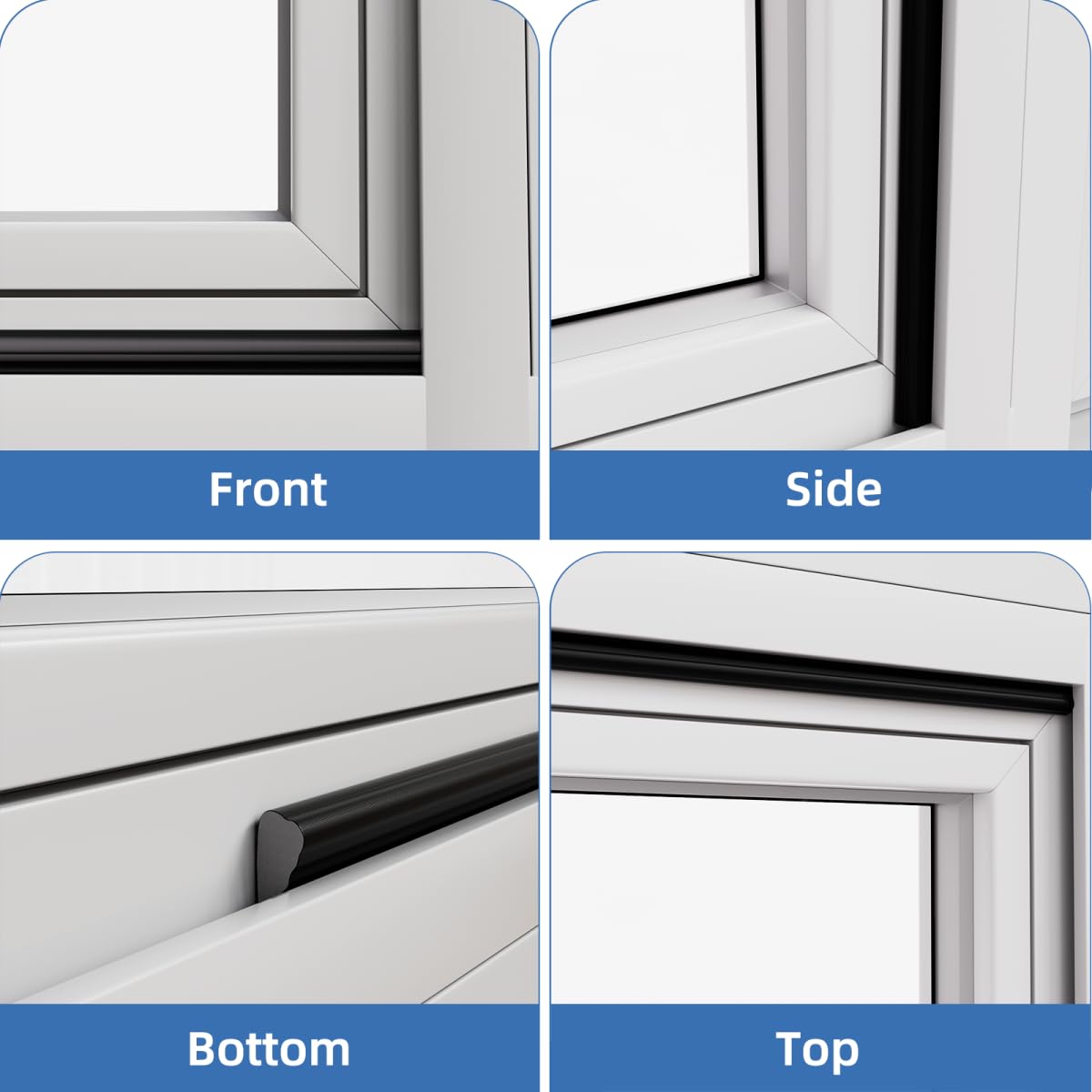 Wedge Shape Window Weather Stripping Door Frame Seal 118” Black