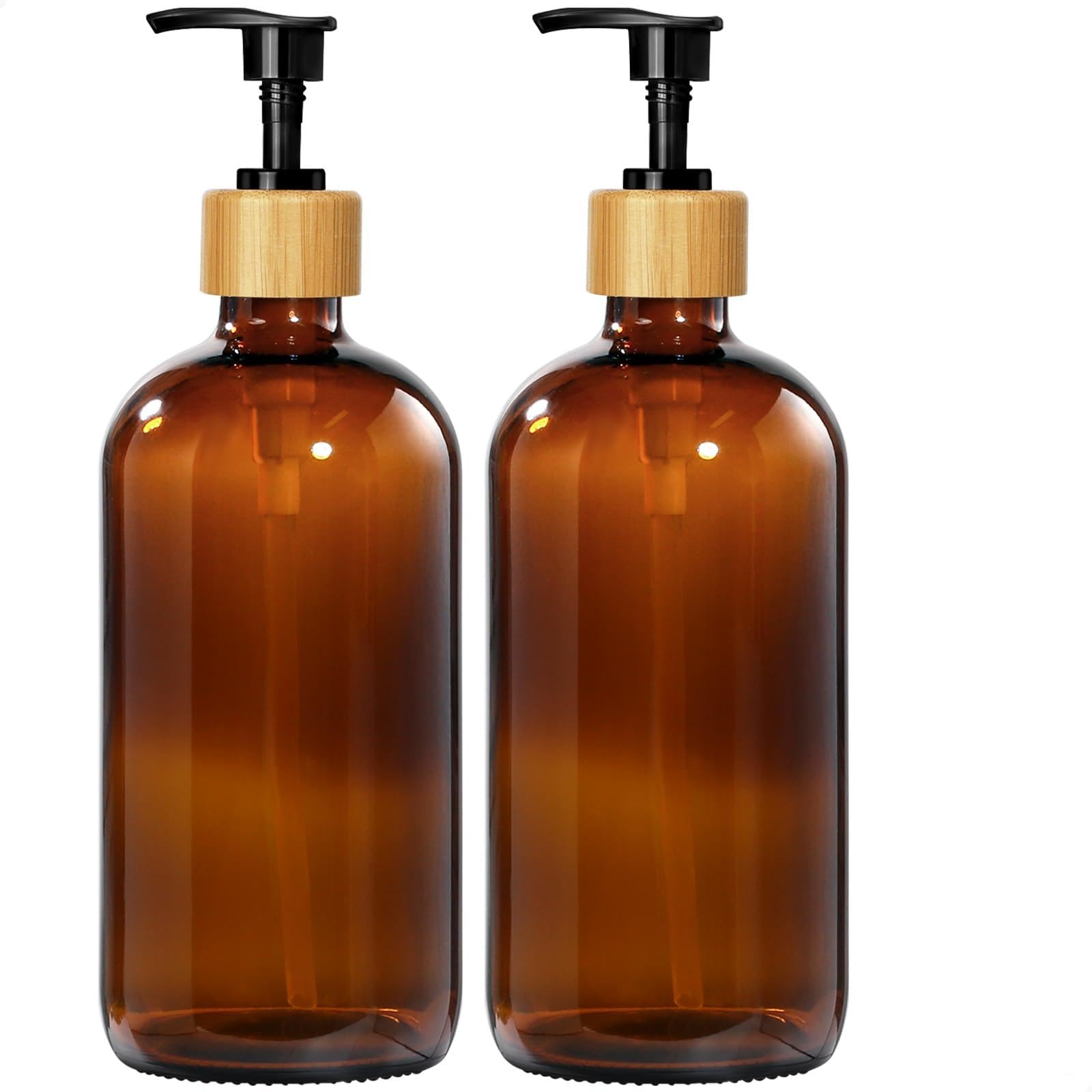 Amber Glass Soap Dispenser (2 Count)