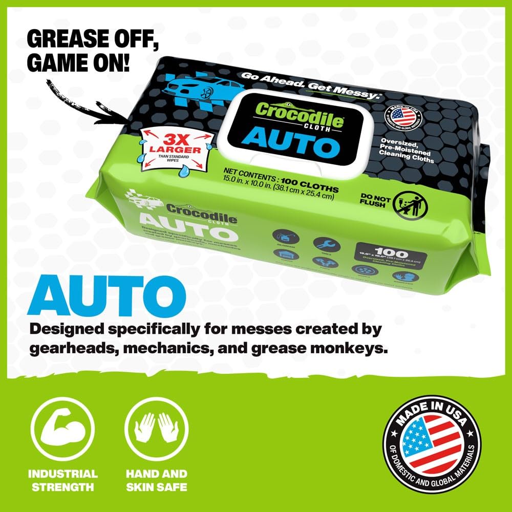 Auto Degreasing Hand & Tool Wipes (100 Count)