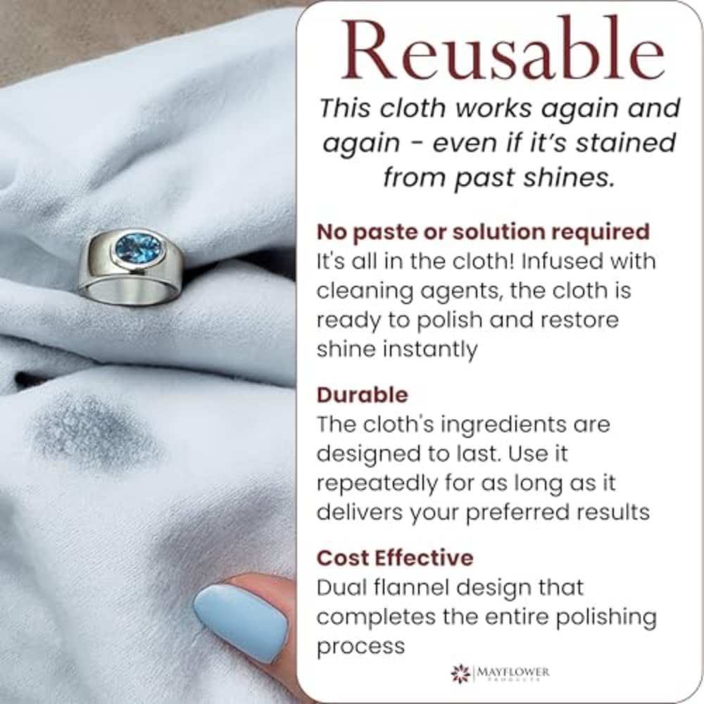 Pro Size Polishing Cloth Set of 2 Large Cleaning Cloths Pure Cotton Made in USA for Gold Silver and Platinum Jewelry Coins Watch (2 Count)