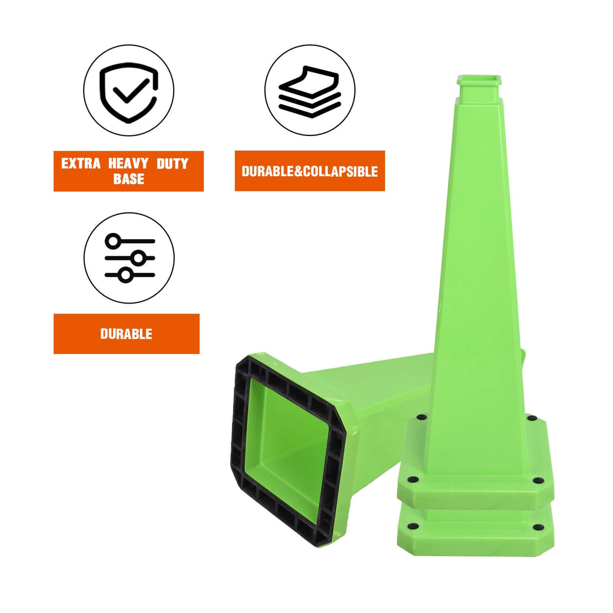 3 Pack 36 Inch Solid Green Traffic Cone